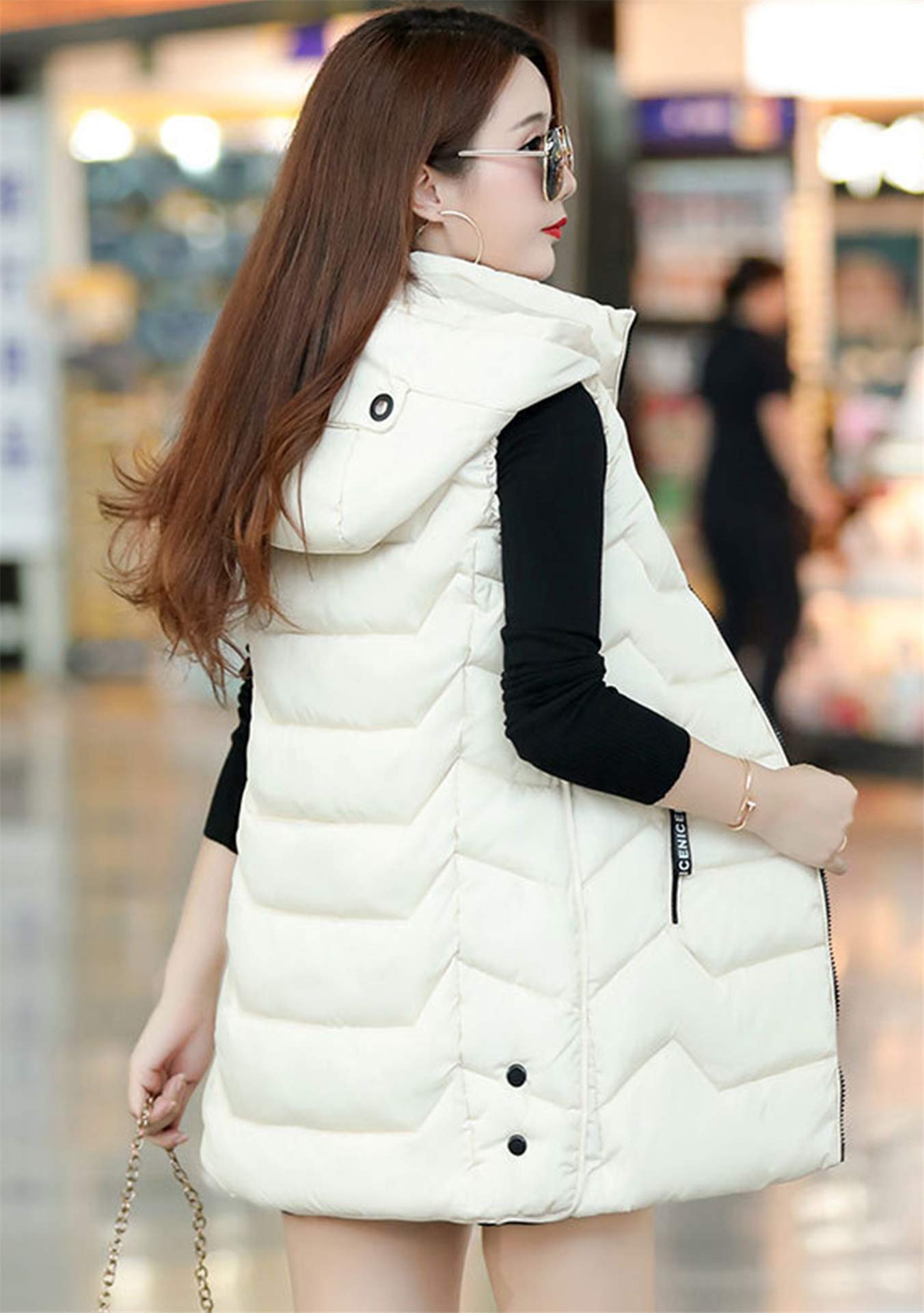 EFOFEI Women's Sleeveless Long Down Vest - Winter Slim Fit Puffer Jacket for Warmth | Perfect for Outdoor Activities, Travel & Cold Weather Fashion