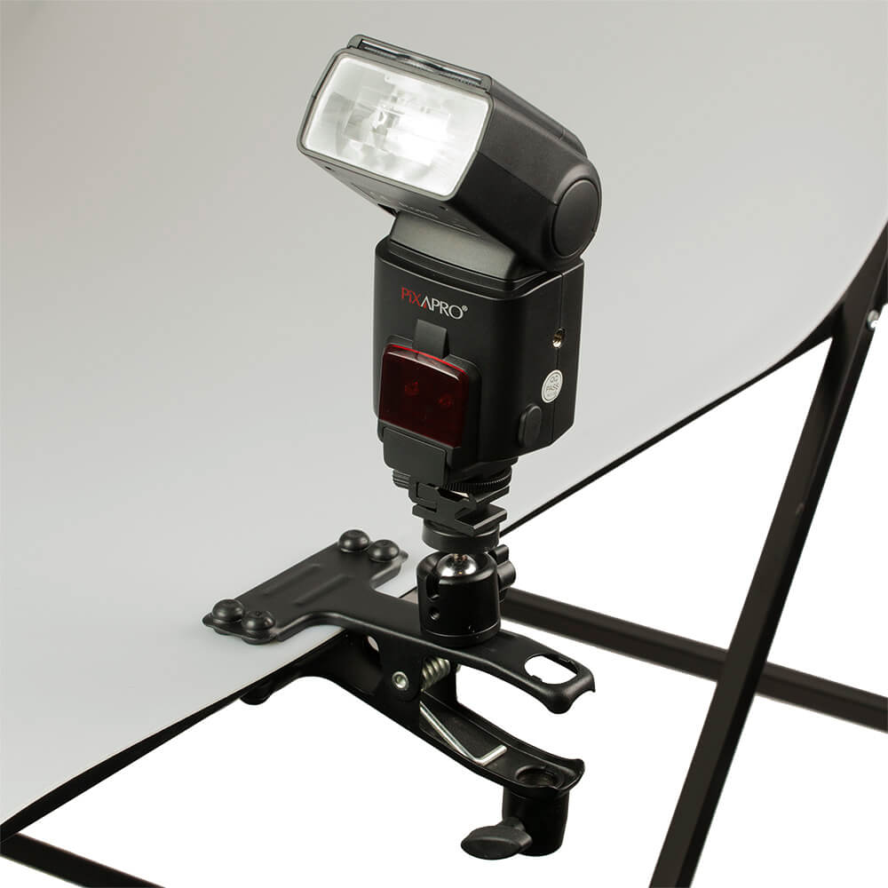 Professional Alligator Clamp with Single Hotshoe Adapter - 360° Ball Head Design for Camera, Flash, LED Light & Microphone - Perfect for Photography, Videography & Studio Equipment Mounting
