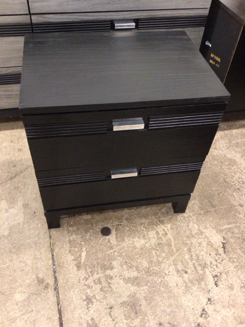 RTG Black Two Drawer Nightstand - Modern Bedside Table with Storage for Bedroom, Living Room & Office - Compact Night Stand with Smooth Gliding Drawers
