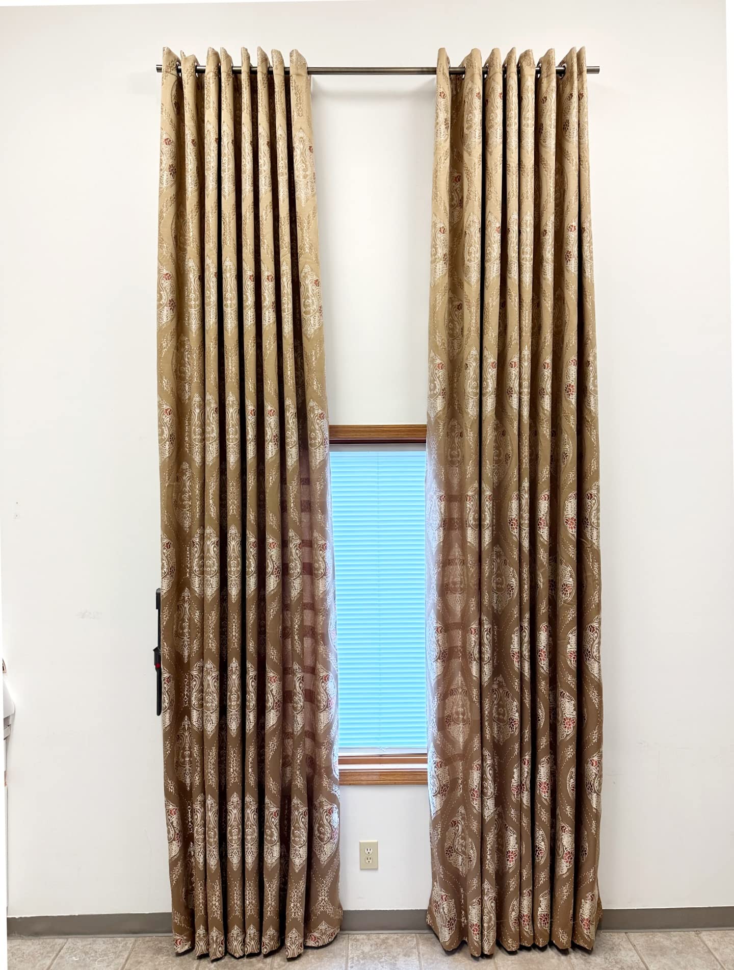 Ikiriska Extra Long Jacquard Curtains 10-20 ft - Elegant Copper & Gold Patterned Drapes (50
