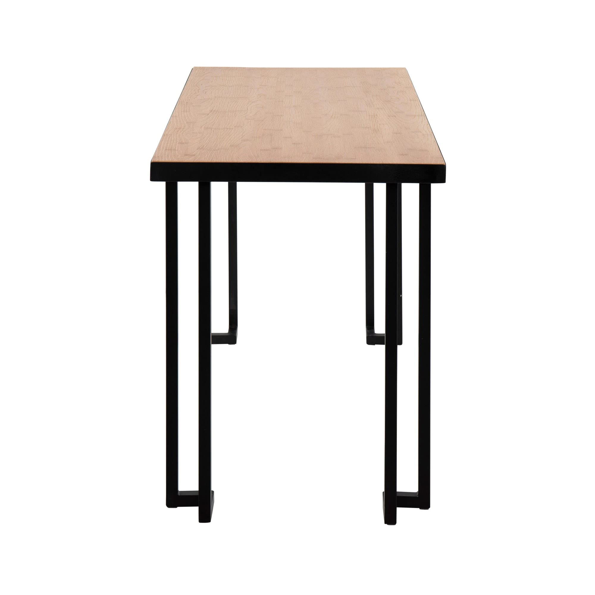 LumiSource Roman Natural Wood Desk - Modern Home Office & Computer Desk in Black | Small Contemporary Desk for Bedroom, Gaming & Workspace | Perfect for Remote Work, Study & Small Spaces