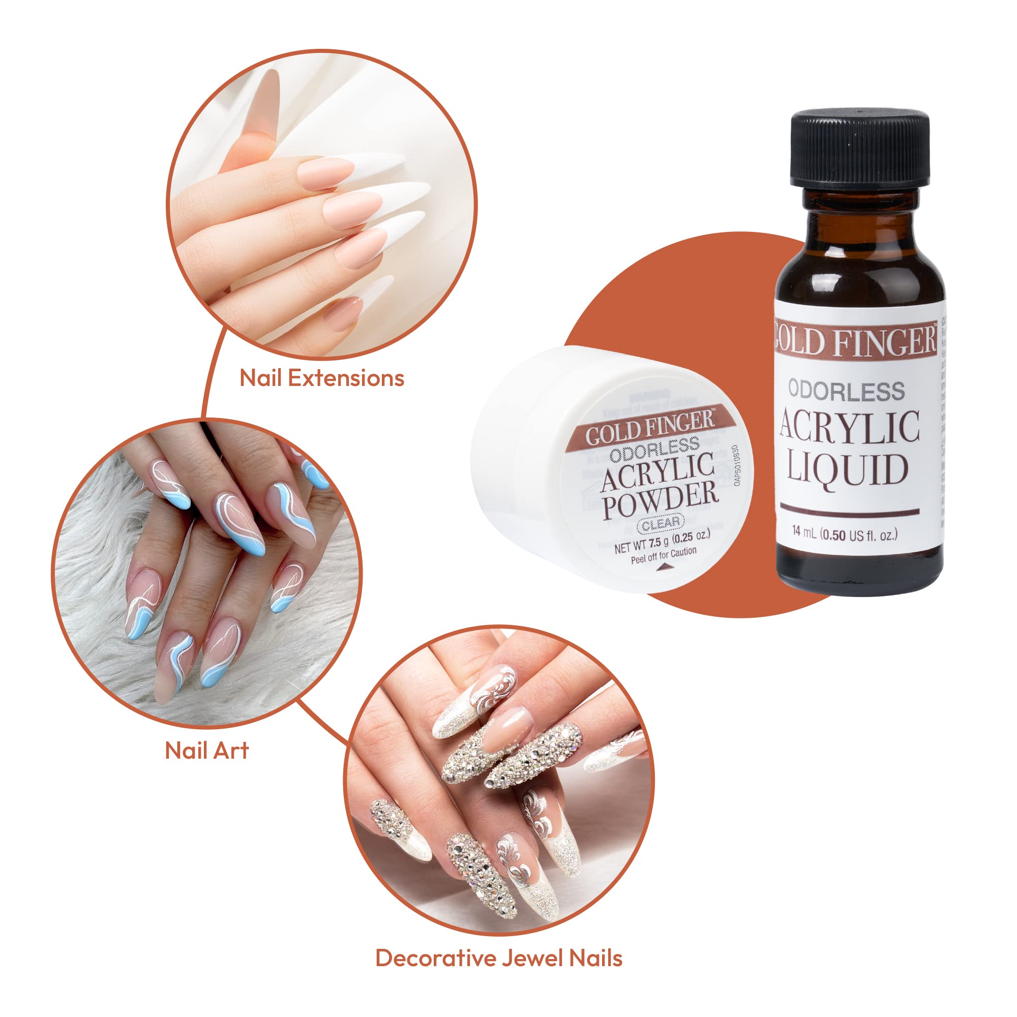 Professional Odorless Acrylic Nails Kit - 0.5oz Acrylic Liquid & 0.25oz Powder Set for Nail Extensions | Made in USA | Perfect for Beginners, DIY Manicures & Salon Quality Nails at Home