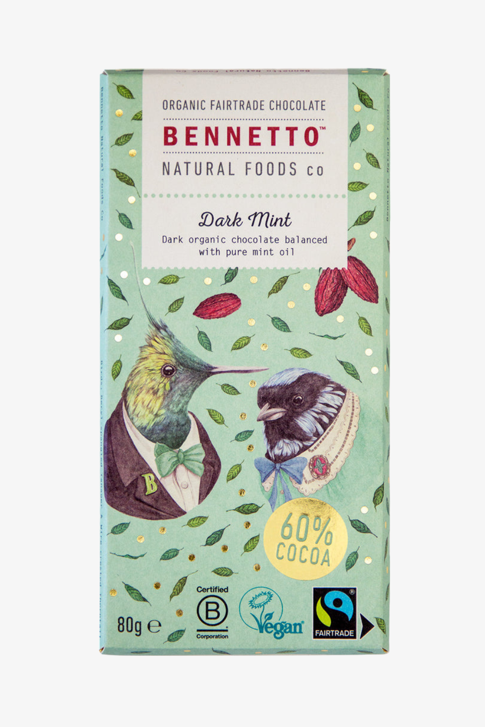 Organic Dark Mint 80g Green Fairtrade Chocolate Bar - Vegan, Gluten-Free, Ethical Treat for Gifting, Baking & Healthy Snacking
