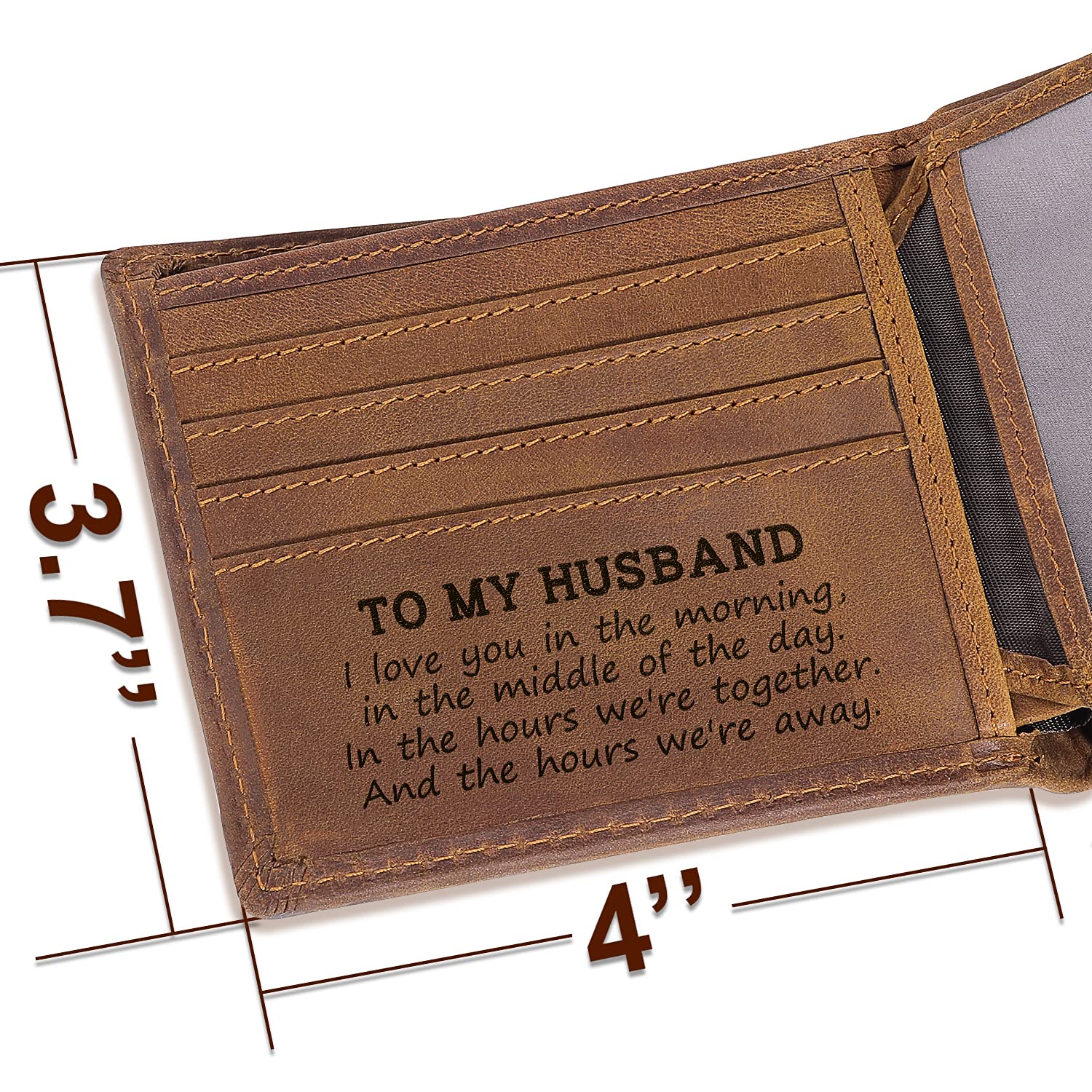 Personalized Engraved Leather Wallet for Men - RFID Blocking Bifold Wallet - Anniversary, Christmas, Birthday Gift for Husband from Wife - Perfect for Travel, Business & Everyday Use