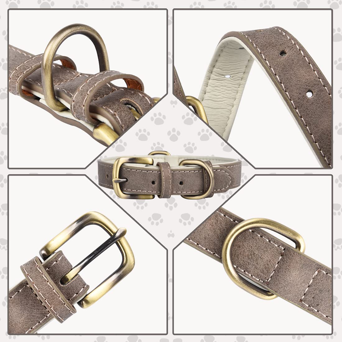 Premium Gray Leather Dog Collar for Medium & Large Dogs - Durable & Adjustable Pet Collar with Metal Buckle - Perfect for Daily Walks, Training & Outdoor Adventures