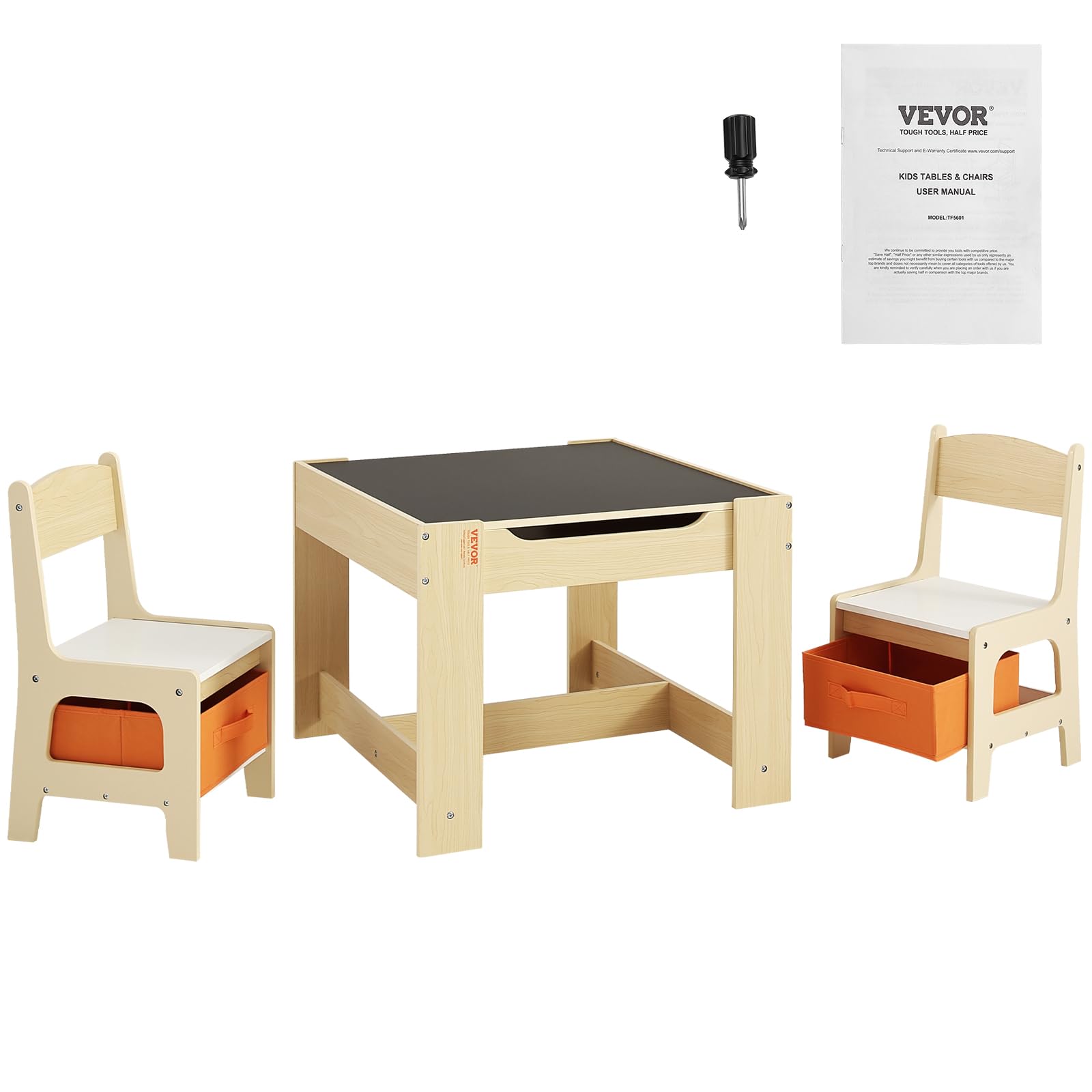 VEVOR Kids Table and Chairs Set - Adjustable Toddler Activity Play Table with Storage, Multifunctional Children's Furniture for Drawing, Learning & Playtime - Perfect for Home, Preschool & Daycare Use