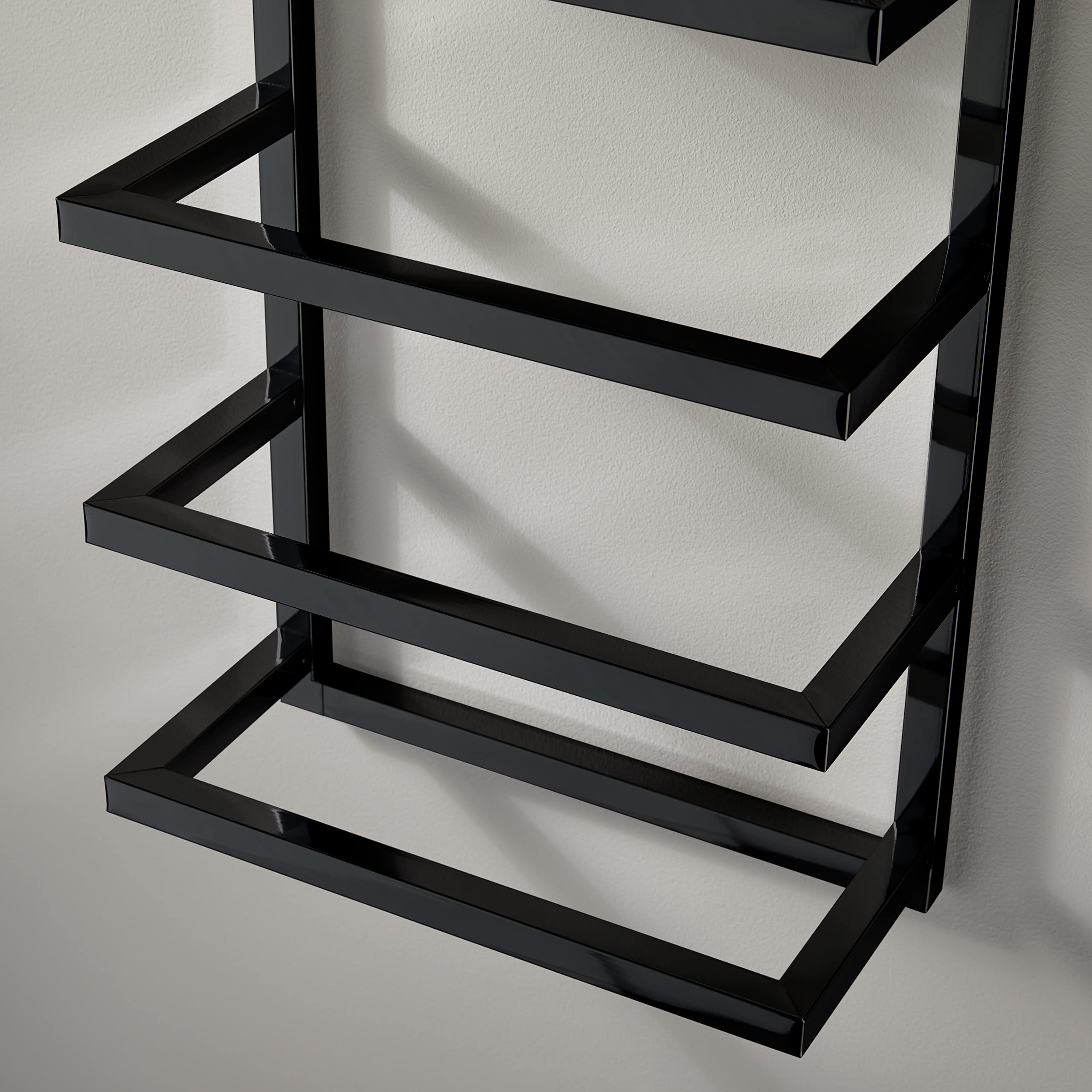 Premium Black Wall-Mounted Towel Holder - 31cm Width, 15cm Depth, 57cm Height - Bathroom & Kitchen Organization for Modern Homes