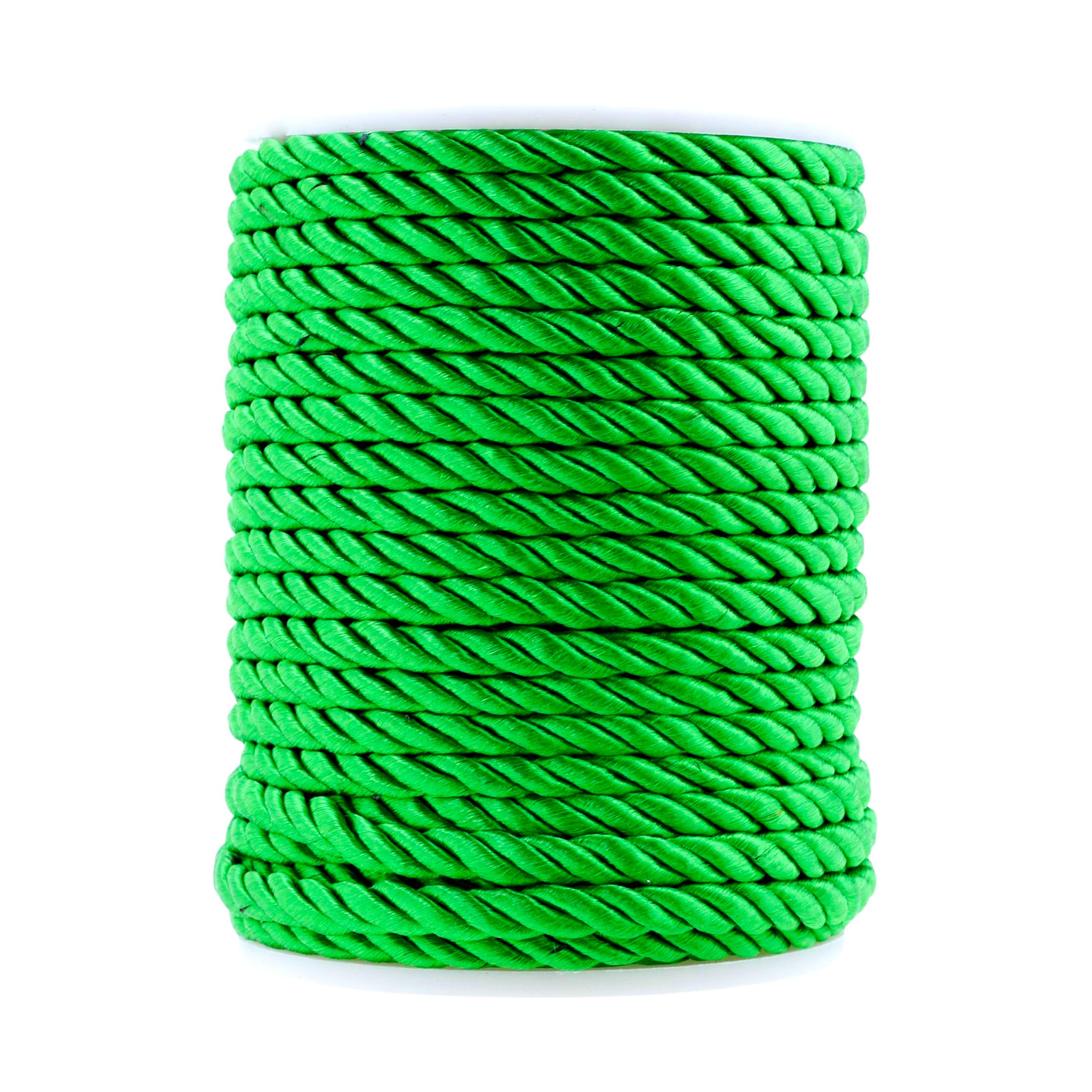 Mandala Crafts Green Twisted Cord Trim - 3mm Decorative Braided Rope for DIY Crafts, Upholstery, Handfasting & Graduation Ceremonies | Perfect for Home Decor, Wedding Decorations and Gift Wrapping