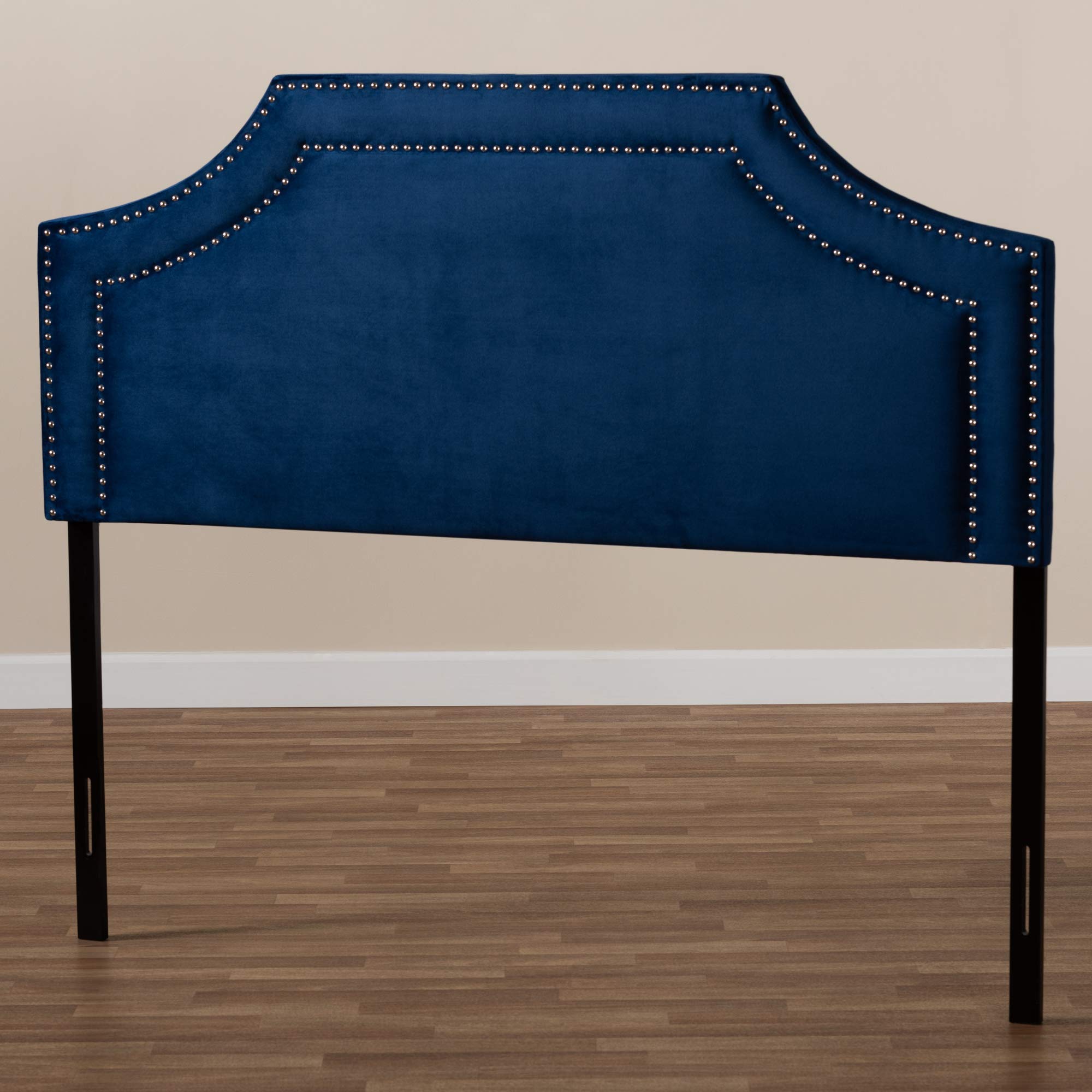 Baxton Studio Upholstered Queen Size Headboard - Navy Blue Fabric Bed Frame for Modern Bedroom Decor | Perfect for Master Bedroom, Guest Room & Apartment