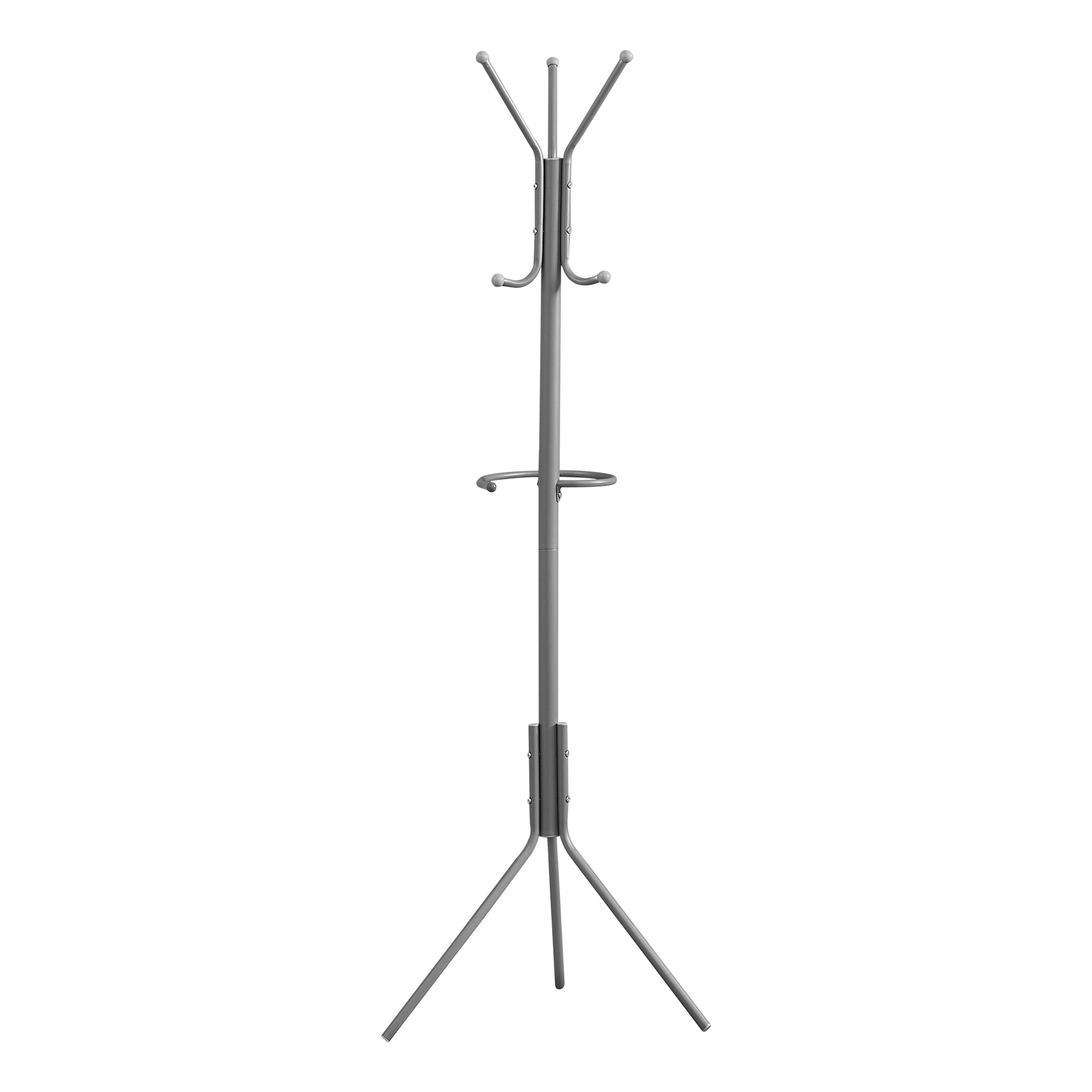 Silver Metal Coat Rack 68 Inch Tall - Space Saving Entryway Organizer for Hats, Jackets & Bags | Perfect for Hallway, Bedroom or Closet Storage