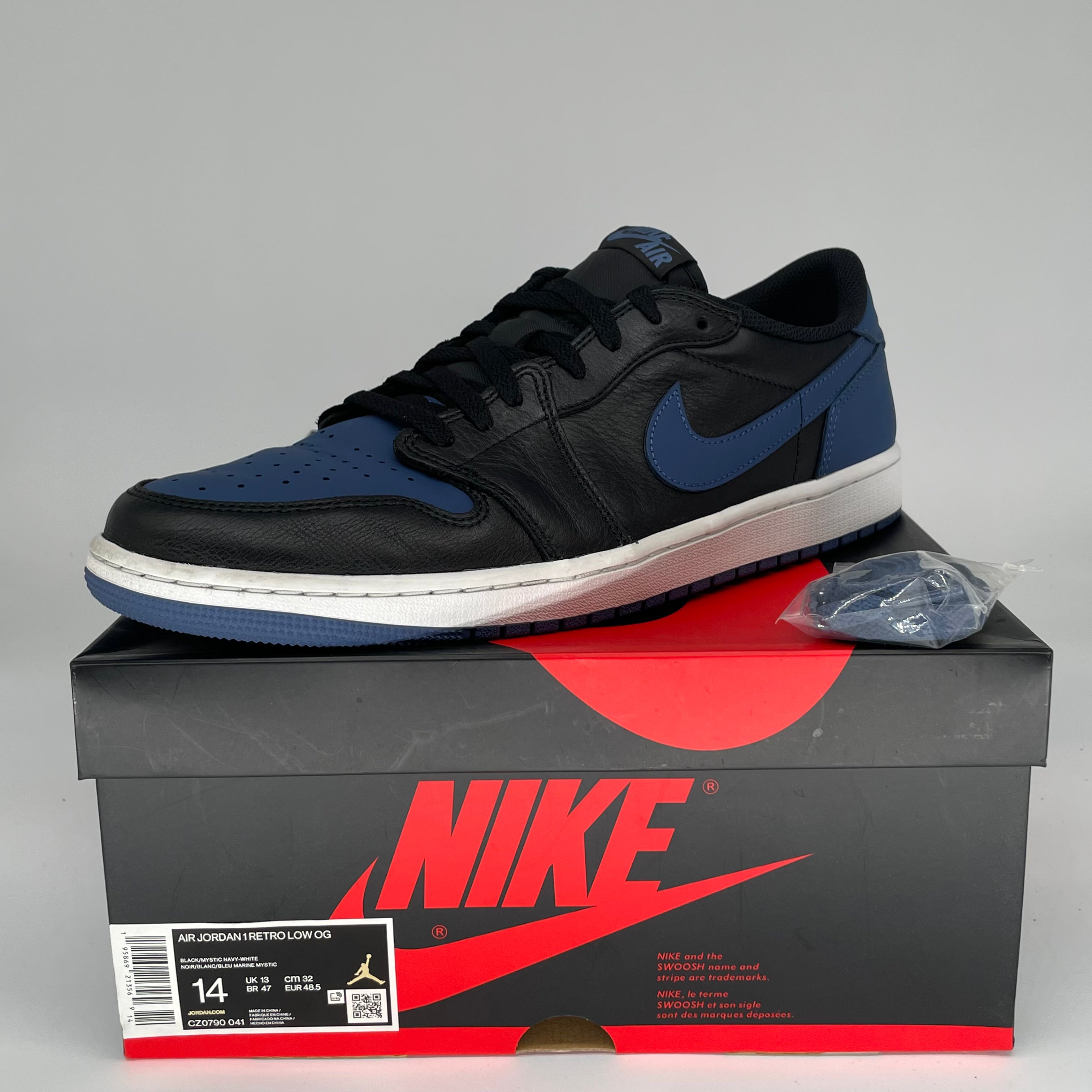 **AIR JORDAN 1 LOW MYSTIC NAVY Men's Sneakers - Size 14 (CZ0790-041) - Casual Wear, Street Style & Basketball Shoes**