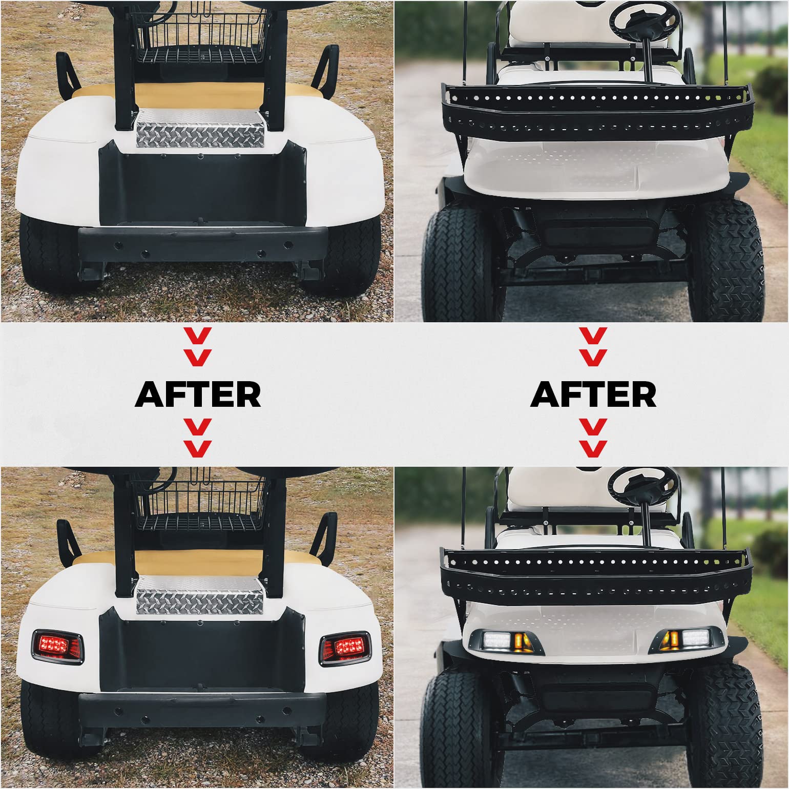 KEMIMOTO Deluxe Golf Cart LED Light Kit for EZGO TXT 1996-2013 - 12V Street Legal LED Headlights, Taillights with Turn Signals, Hazard Light Switch, Horn & Brake Pad | Perfect for Night Driving, Neighborhood Cruising & Golf Course Safety
