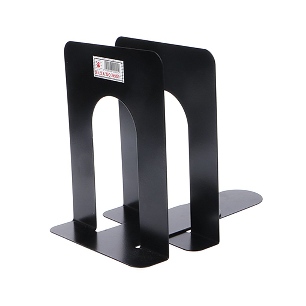 Simple Style Metal Bookends - Heavy Duty Iron Book Support Holder with Non-Slip Base for Office Desk, Bookshelf & Home Library Organization