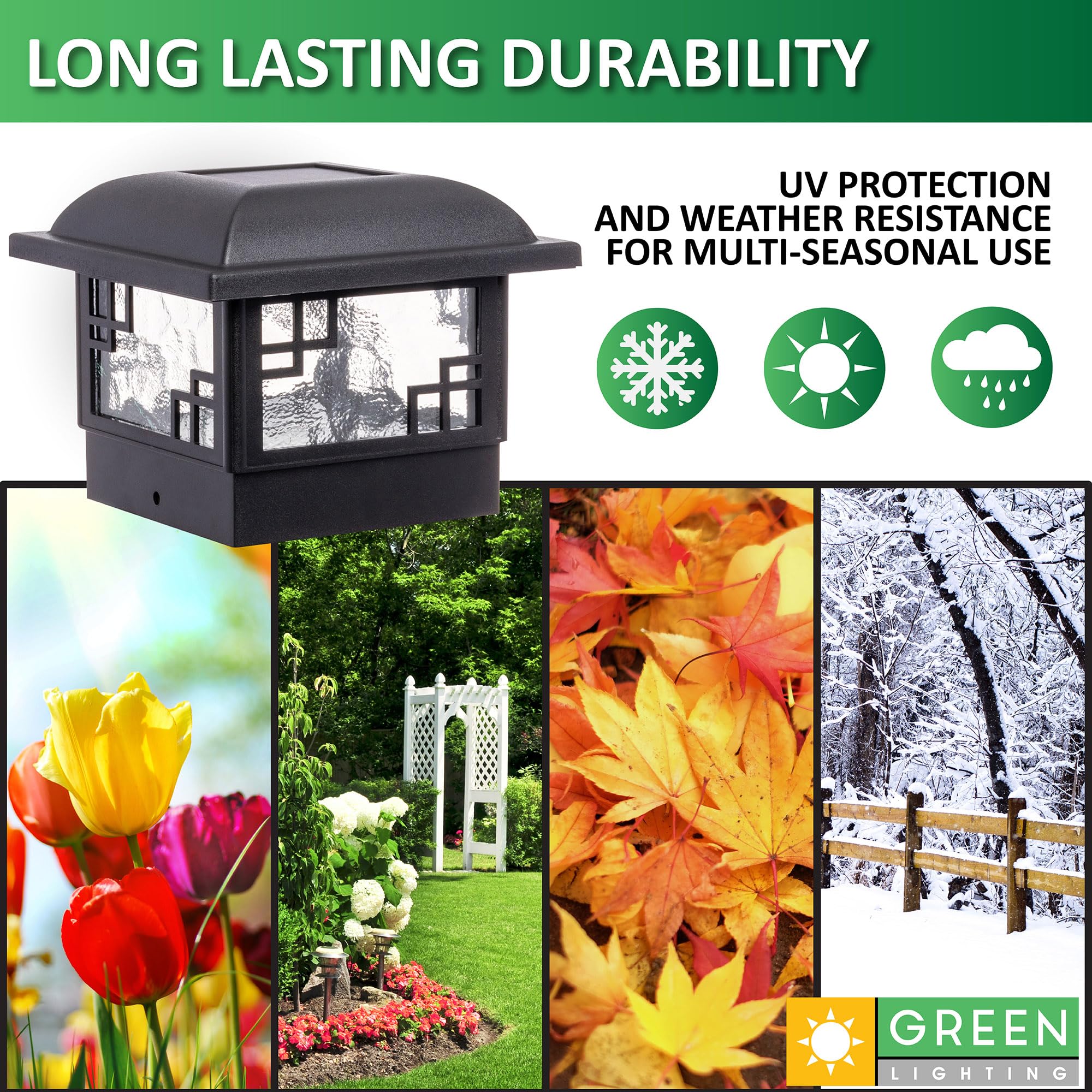 GreenLighting Cubism Fence Solar Lights - 8 Pack Black LED Solar Post Cap Lights for 4x4 & 5x5 Posts - Waterproof Outdoor Solar Deck & Fence Lighting - Perfect for Patio, Garden, Pathway & Backyard Decoration