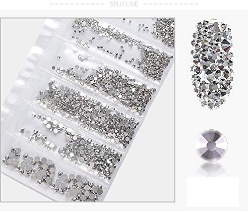 1300pcs AB Crystal Nail Rhinestones - 6 Sizes for Nail Art & Decorations - Perfect for DIY Manicures & Salon Use