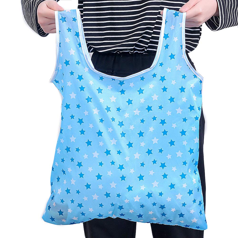 Foldable Reusable Grocery Shopping Tote Bags 6 Pack - Eco-Friendly Waterproof & Machine Washable Shopping Bags - Compact Folding Design Fits in Pocket - Perfect for Groceries, Travel, Beach & Daily Errands