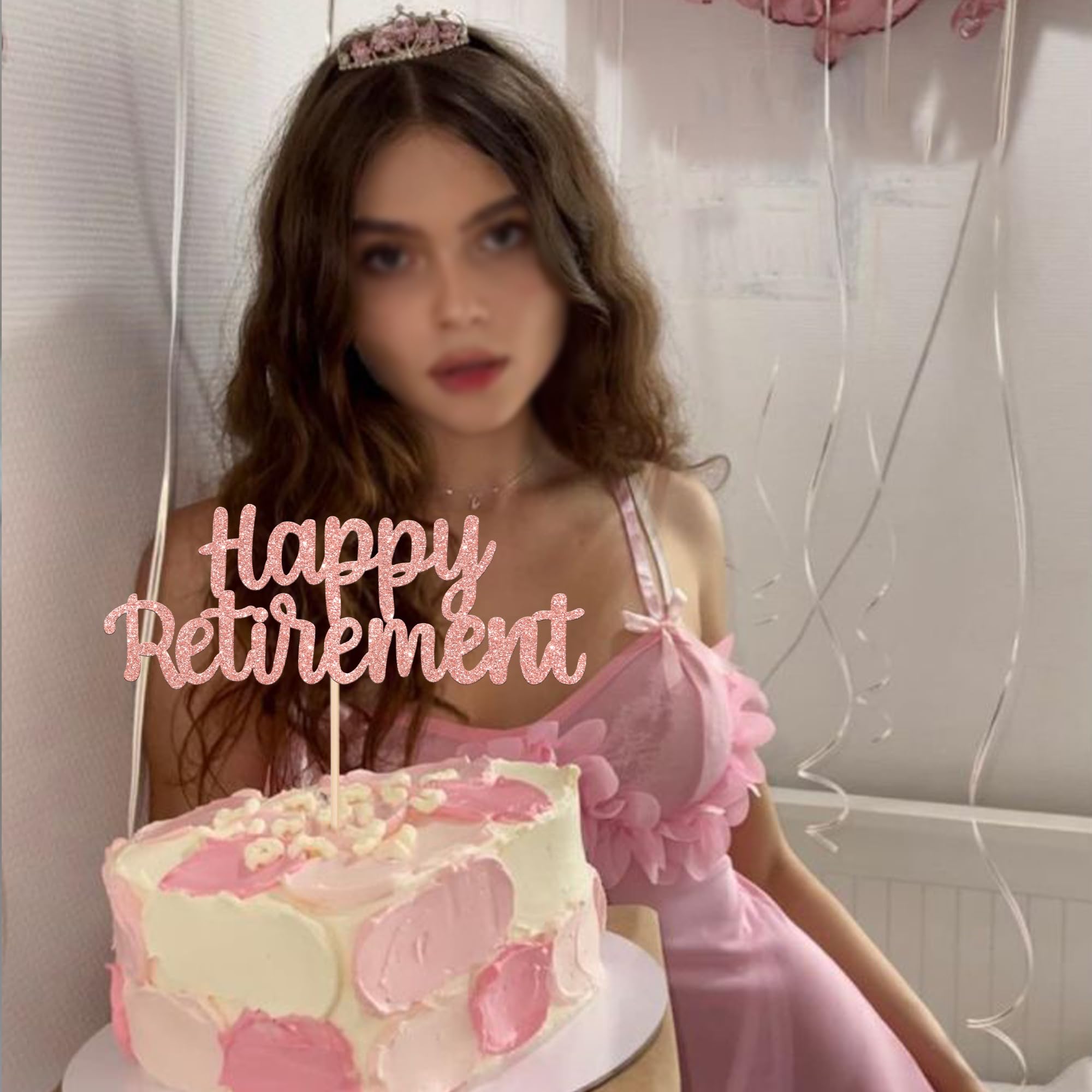 1 PCS Happy Retirement Cake Topper - Glitter Retired Cake Pick for Retirement Party Decorations (Rose Gold) | Perfect for Retirement Cakes, Birthday Celebrations & Farewell Parties