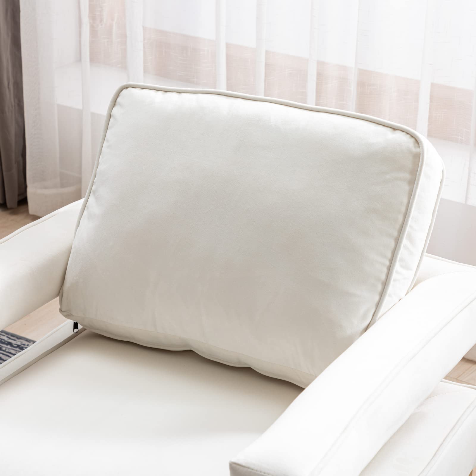 HEAH-YO Modern Velvet Accent Chair with Golden Metal Legs - Upholstered Armrest Living Room Chair, Small Comfy Side Chair for Bedroom in White - Perfect for Home Decor, Lounge Seating & Guest Room Furniture