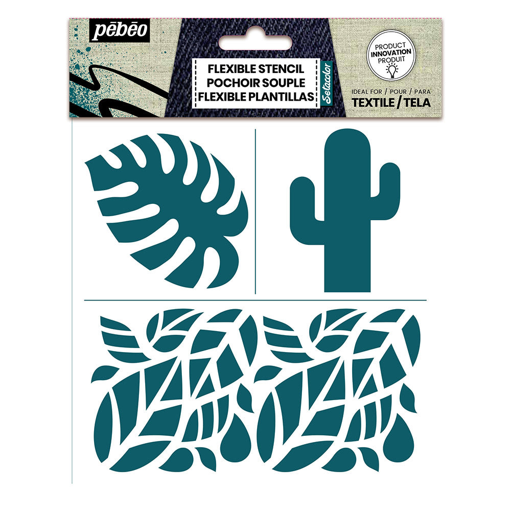 7A Flexible Stencil 15x15 Tropical - Reusable DIY Craft Stencil for Painting, Scrapbooking, and Home Decor Projects