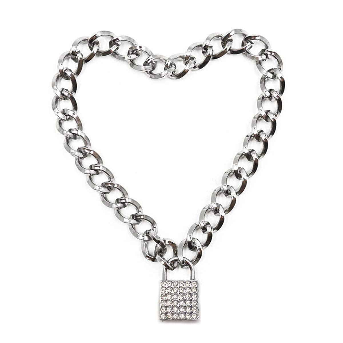 Succuba Padlock Necklace - Heart Lock Choker with Key & Box for Women, Men & Pets (16-22 Inch Adjustable) - Gothic Jewelry for Date Night, Cosplay & Fashion Accessories