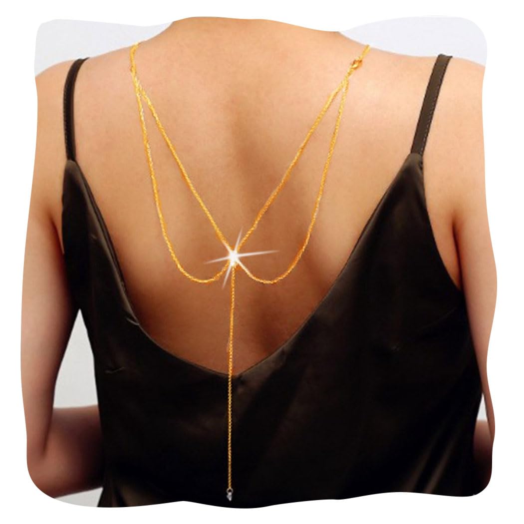 Layered Gold Body Chain for Women - Elegant Tassel Backdrop Necklace for Weddings, Parties & Special Occasions | Boho Bridal Jewelry & Fashion Accessory