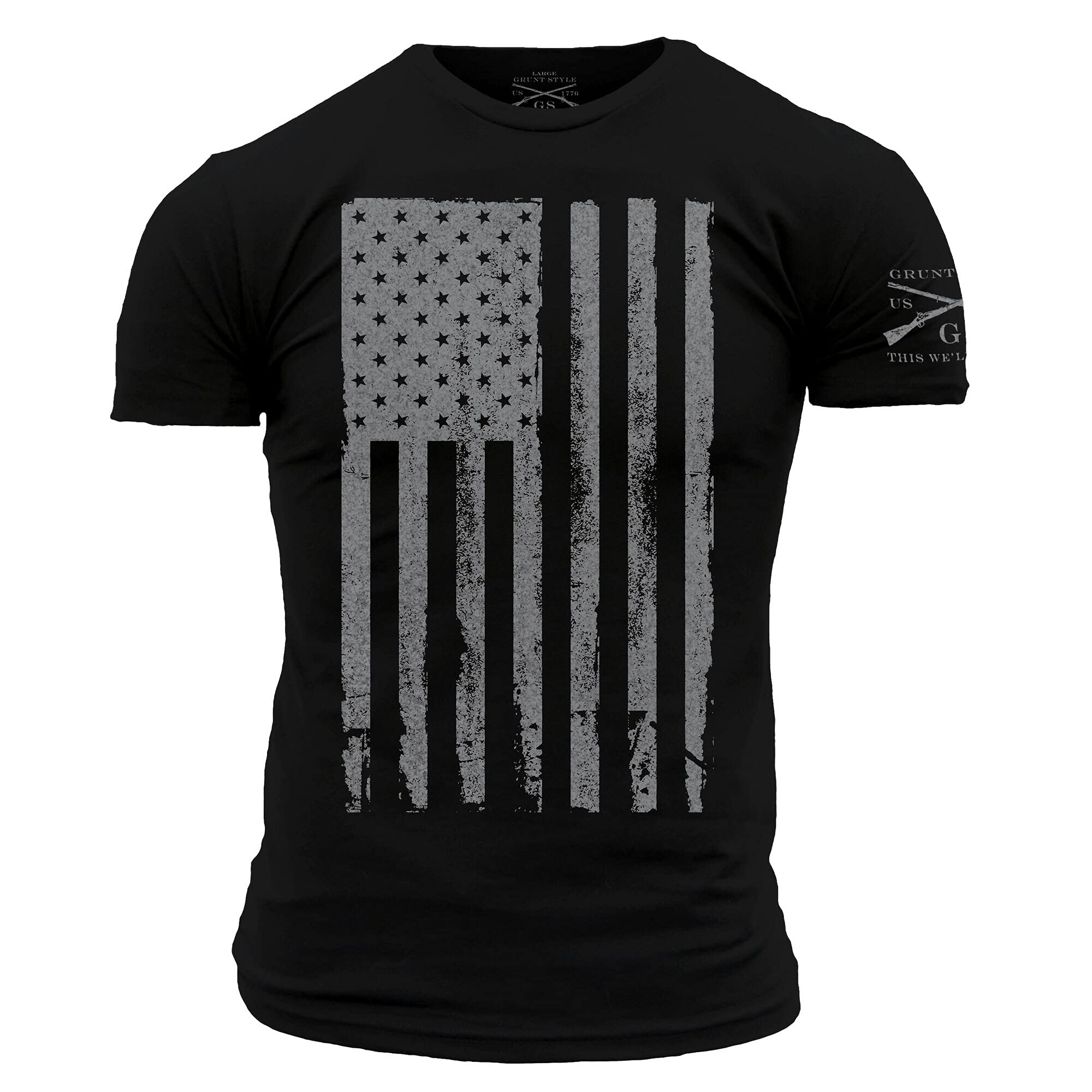 Grunt Style Patriotic American Flag T-Shirt for Men - Comfortable Cotton Tee for Veterans, 4th of July & Patriotic Events