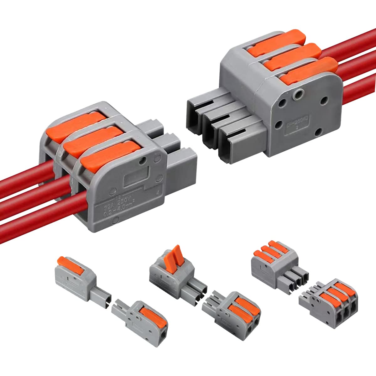 40 PCS Pluggable Wire Connectors Kit for AWG 24-12 - Hand Protecting Push-in Lever Electrical Connectors, Reusable Wire Splice Terminals for Automotive, Home & Industrial Wiring - Perfect for DIY, Electrical Repairs and Wiring Projects