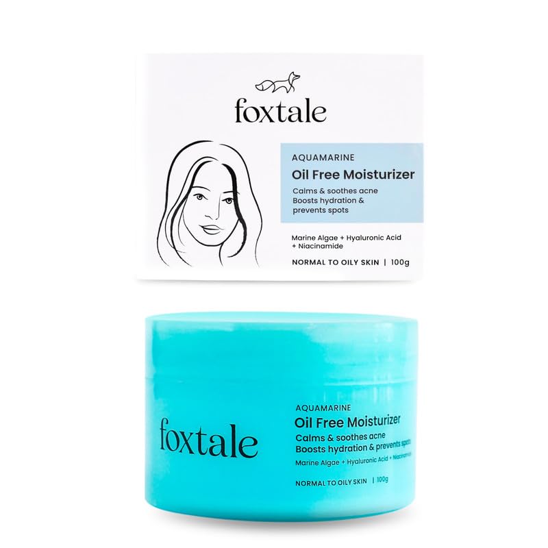 Foxtale Oil-Free Gel Face Moisturizer with Hyaluronic Acid & Niacinamide - Hydrating, Brightening & Acne-Soothing Formula for Oily & Acne-Prone Skin - Lightweight Daily Moisturizer for Men & Women - 100g - Perfect for Morning & Night Skincare Routine