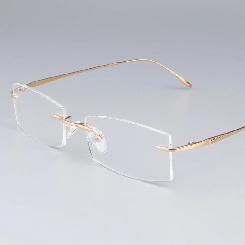 Brightzone Women's Rimless Rectangle Titanium Eyeglasses - Lightweight & Durable Frame for Work, Reading & Everyday Use - Style 713017