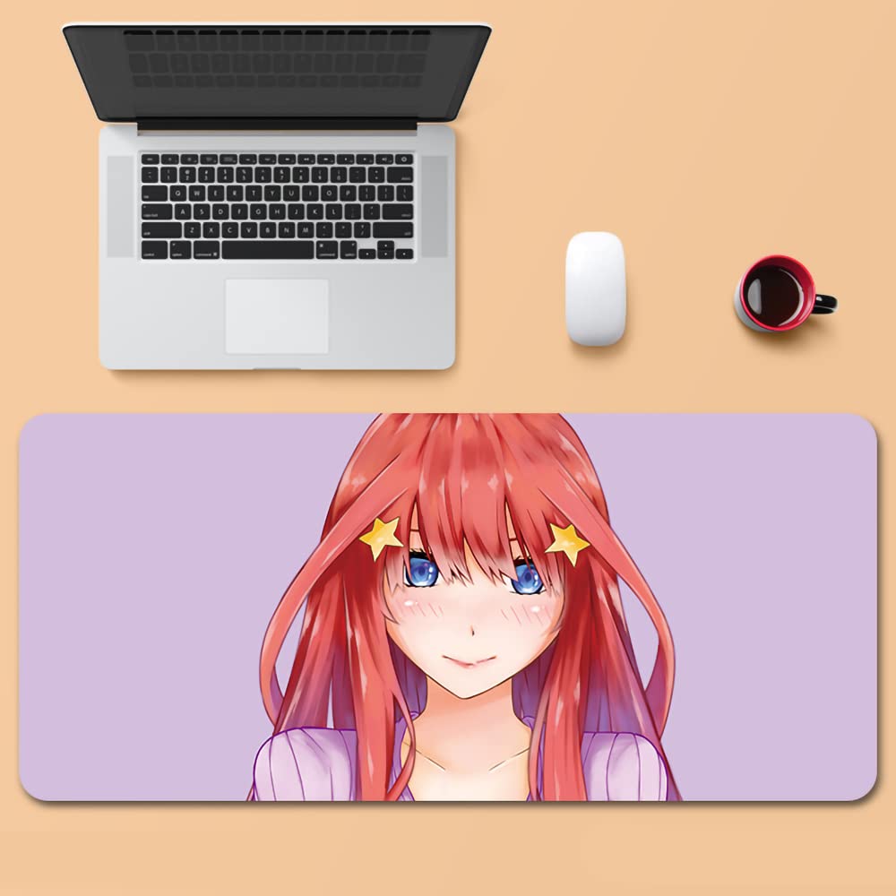 FWAHB Extra-Large Washable Gaming Mouse Pad - XXL Non-Slip Desk Mat with Stitched Edges, Anime The Quintessential Quintuplets Nakano Itsuki Design - Perfect for PC, Laptop, Office & Gaming Setup