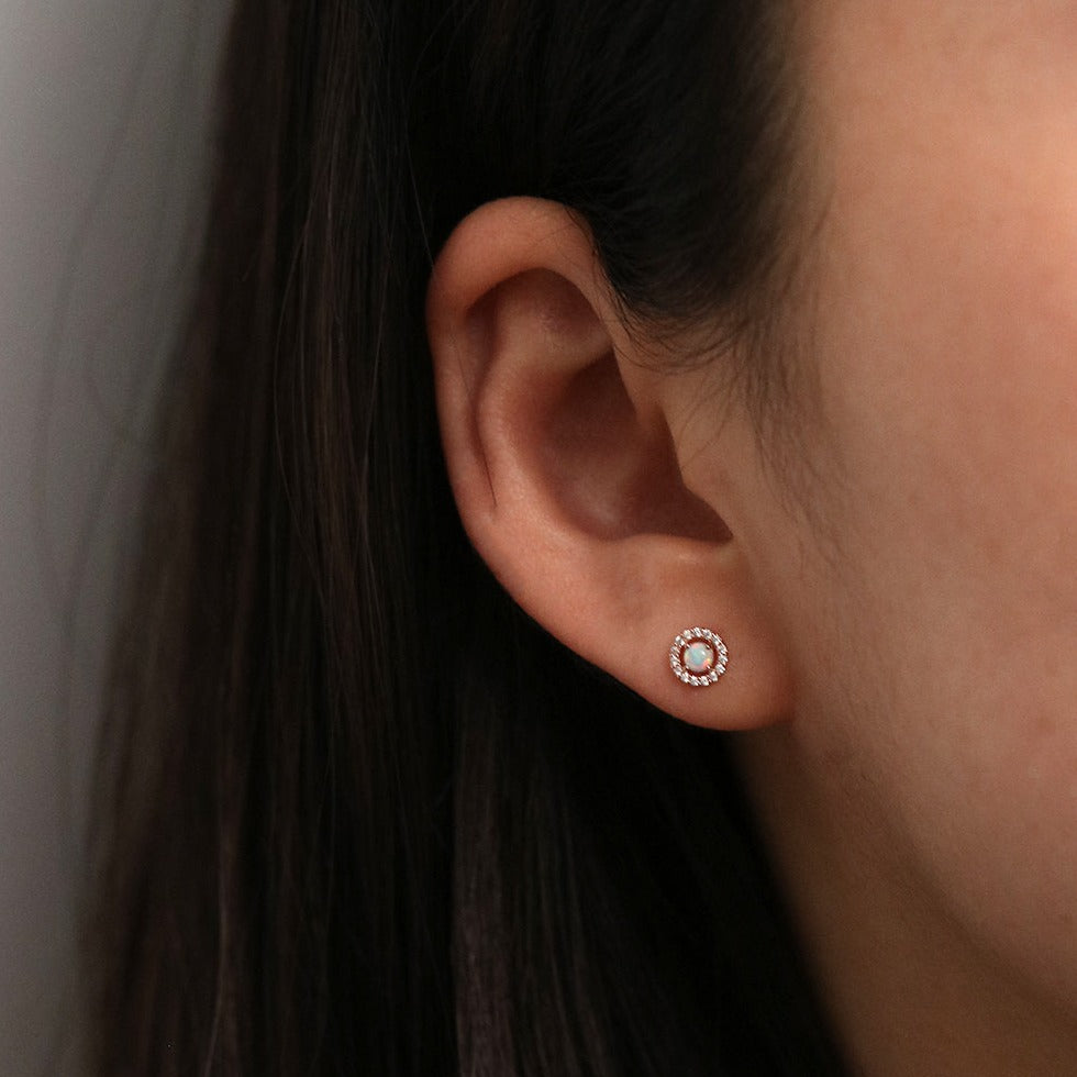 Opal Cubic Stud Earrings for Women - Elegant Simulated Opal Jewelry Set - Perfect for Weddings, Parties & Everyday Wear