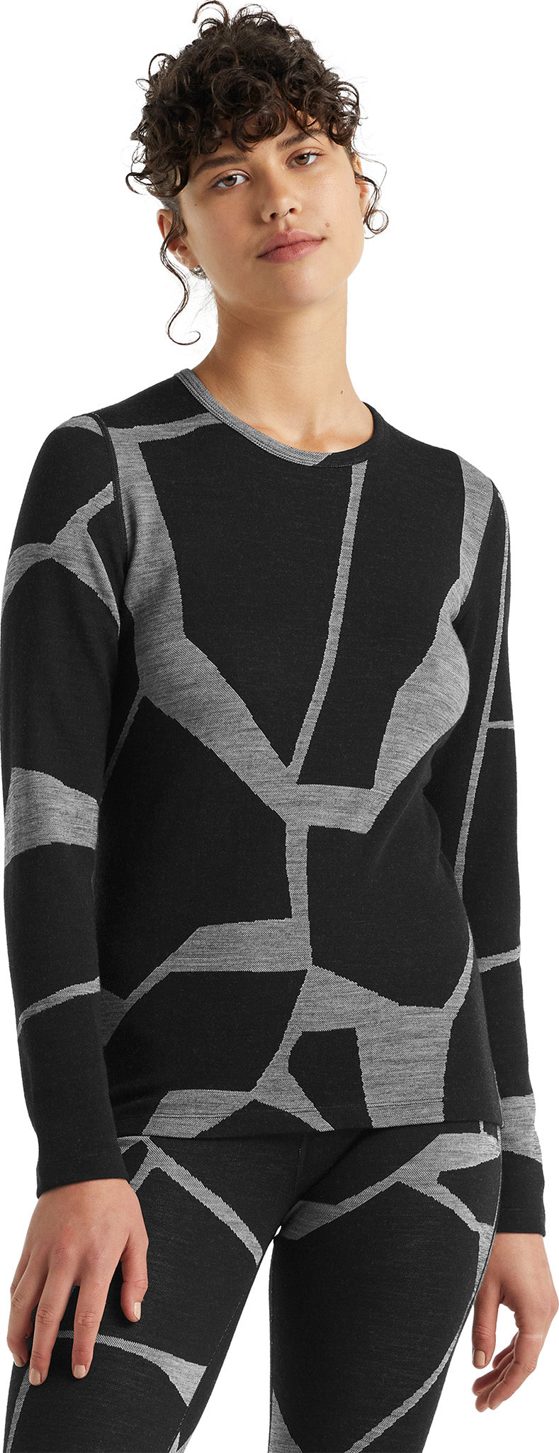 250 Vertex Fractured Landscapes Women's Long Sleeve Crewneck Base Layer - Thermal Underwear for Hiking, Skiing & Outdoor Activities