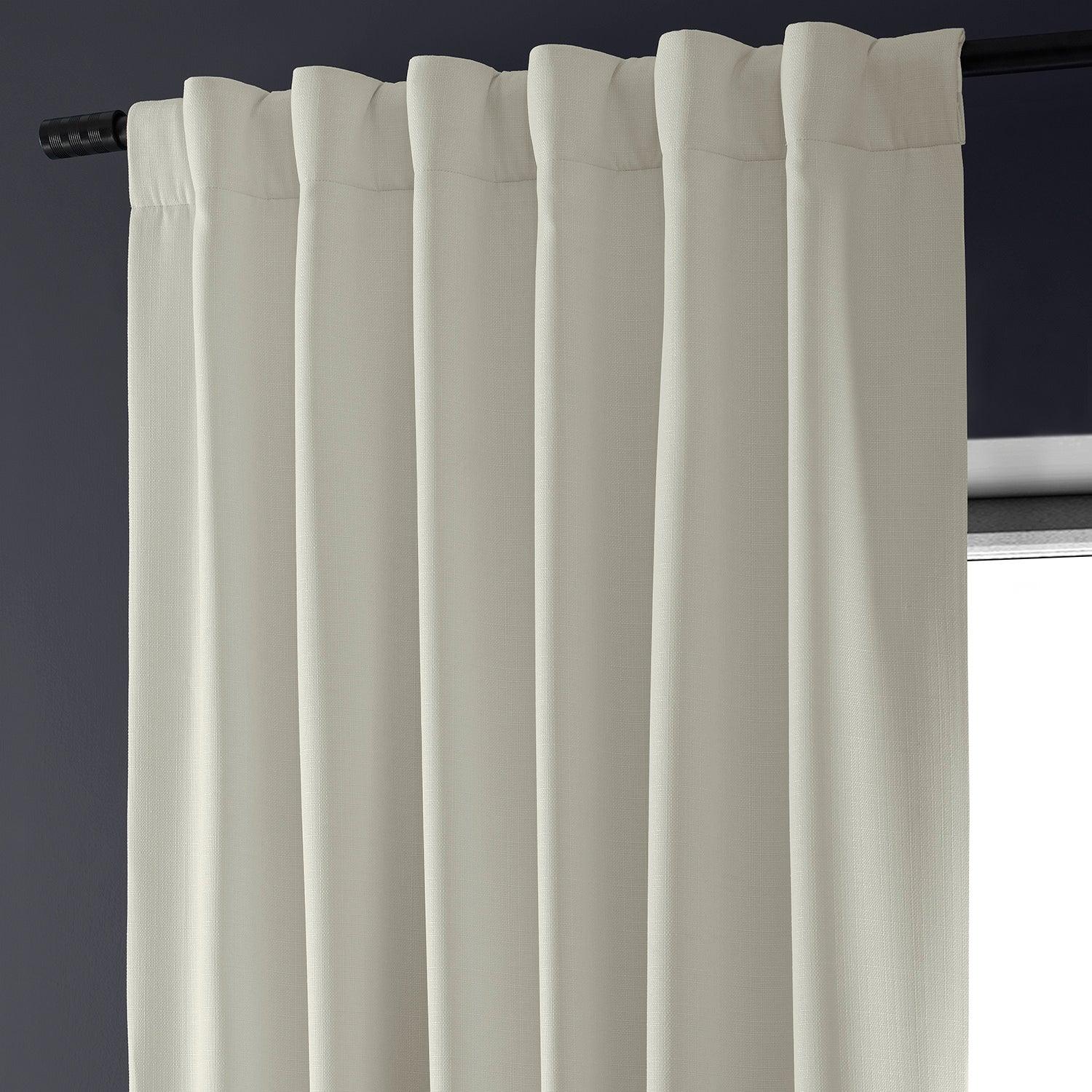 Off White Faux Linen Blackout Curtains for Bedroom - Thermal Insulated Room Darkening Drapes for Home, Hotel & Office Use