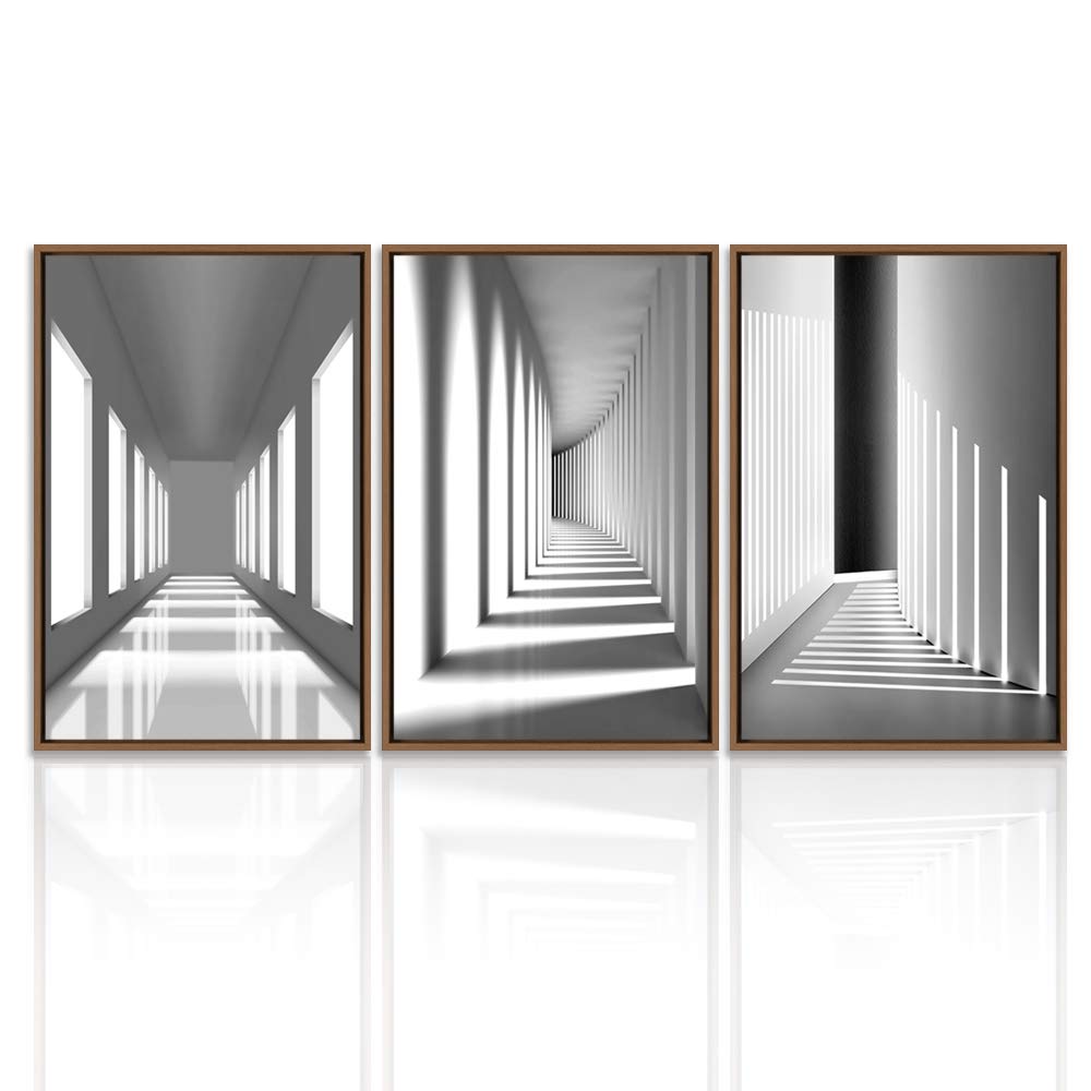 Wall26 3-Panel Framed Canvas Wall Art Set - Modern Cityscape Building Theme Print (16