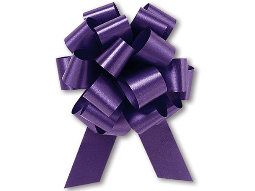 50 Pack 8 Inch Solid Purple 100% Polypropylene Flora Satin Gift Bows - 20 Loops for Gift Wrapping, Gift Baskets, Wedding Decorations & Party Favors