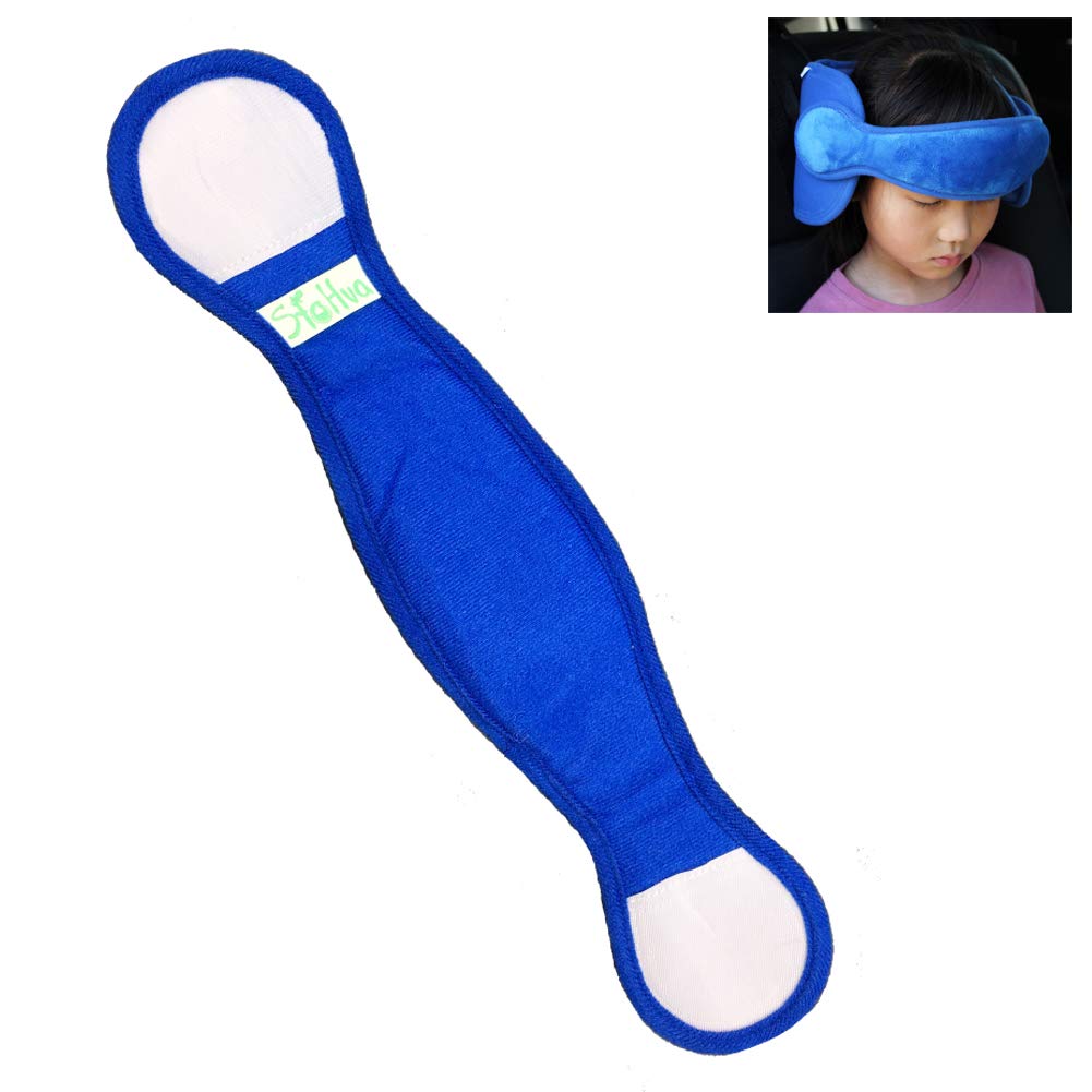 Adjustable Toddler Car Seat Head Support Band - Soft Safety Straps Cover for Neck Relief - Baby Head Support Cushion for Infants (Blue) - Perfect for Long Car Rides & Travel Comfort