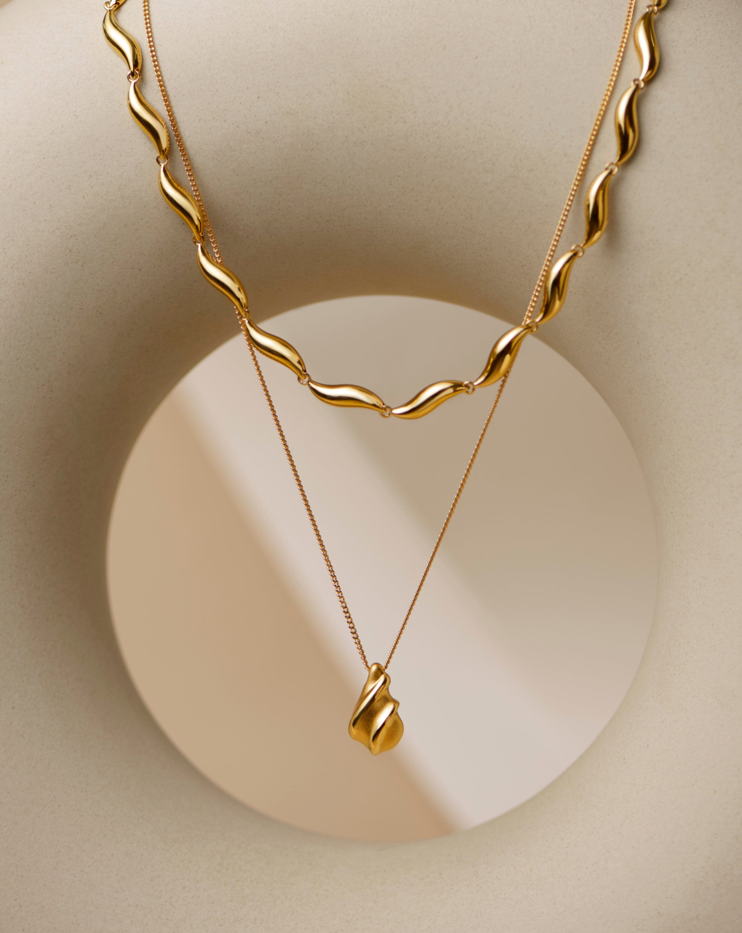 Savi Ridge Droplet Pendant Necklace - 18k Gold Plated Elegant Jewelry for Women | Perfect for Weddings, Parties & Everyday Wear