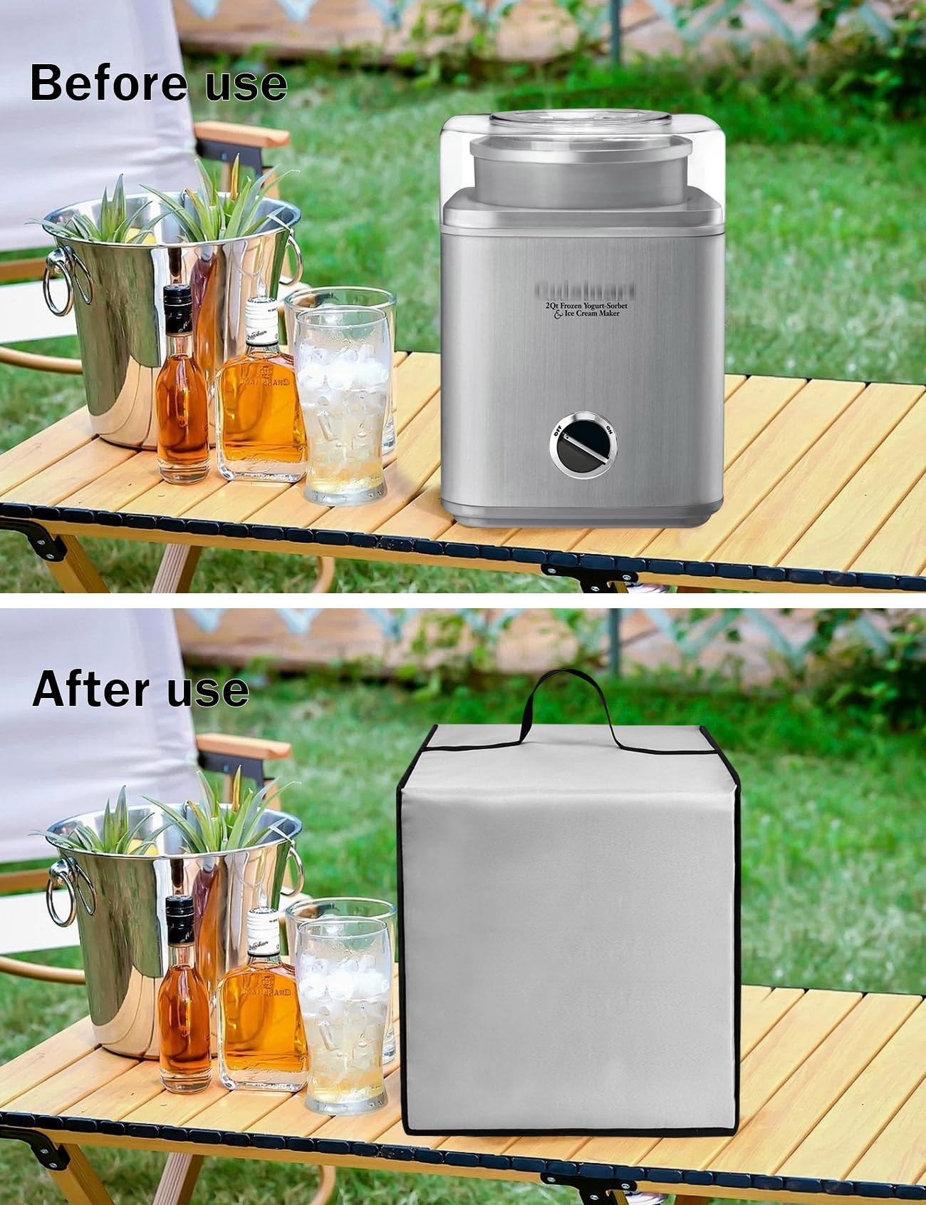 Premium 2QT Creami Maker Dust Cover - Waterproof & Anti-Static Nylon Protective Case for Cuisinart ICE30BCP & 1ICE-70P1 Ice Cream Makers - Perfect for Soft Serve, Frozen Yogurt & Gelato Machines (Silver, 2QT) - Keep Your Appliance Clean in Kitchen & Party Settings