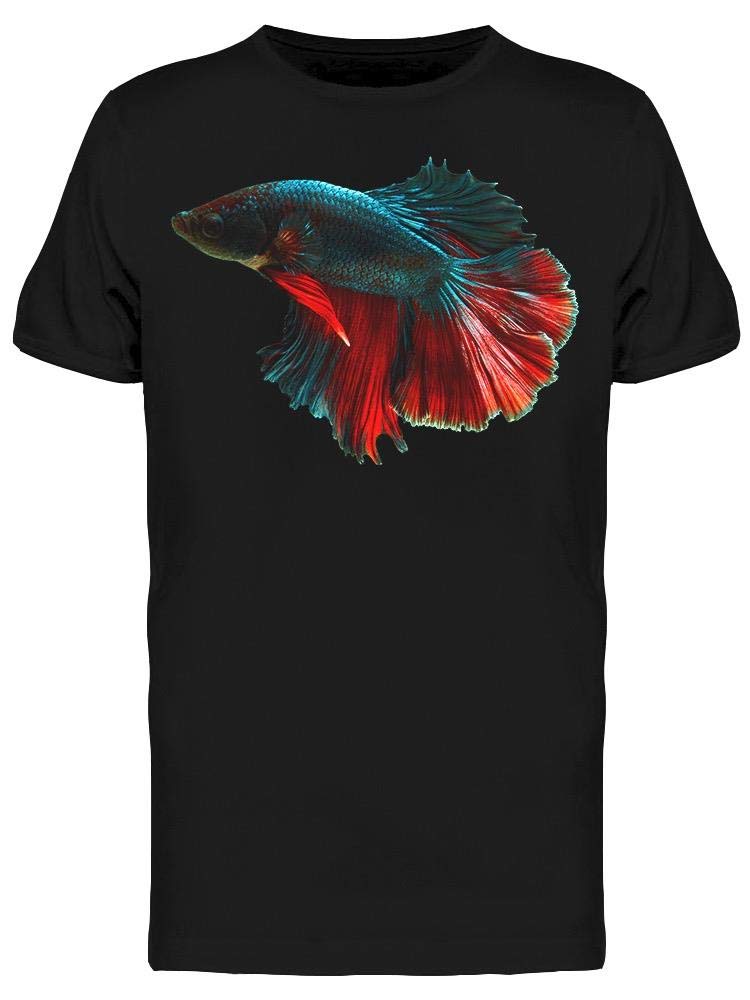 Red Tail Betta Fish Graphic T-Shirt for Men - Soft Cotton Casual Tee for Fishing Enthusiasts & Aquarium Lovers