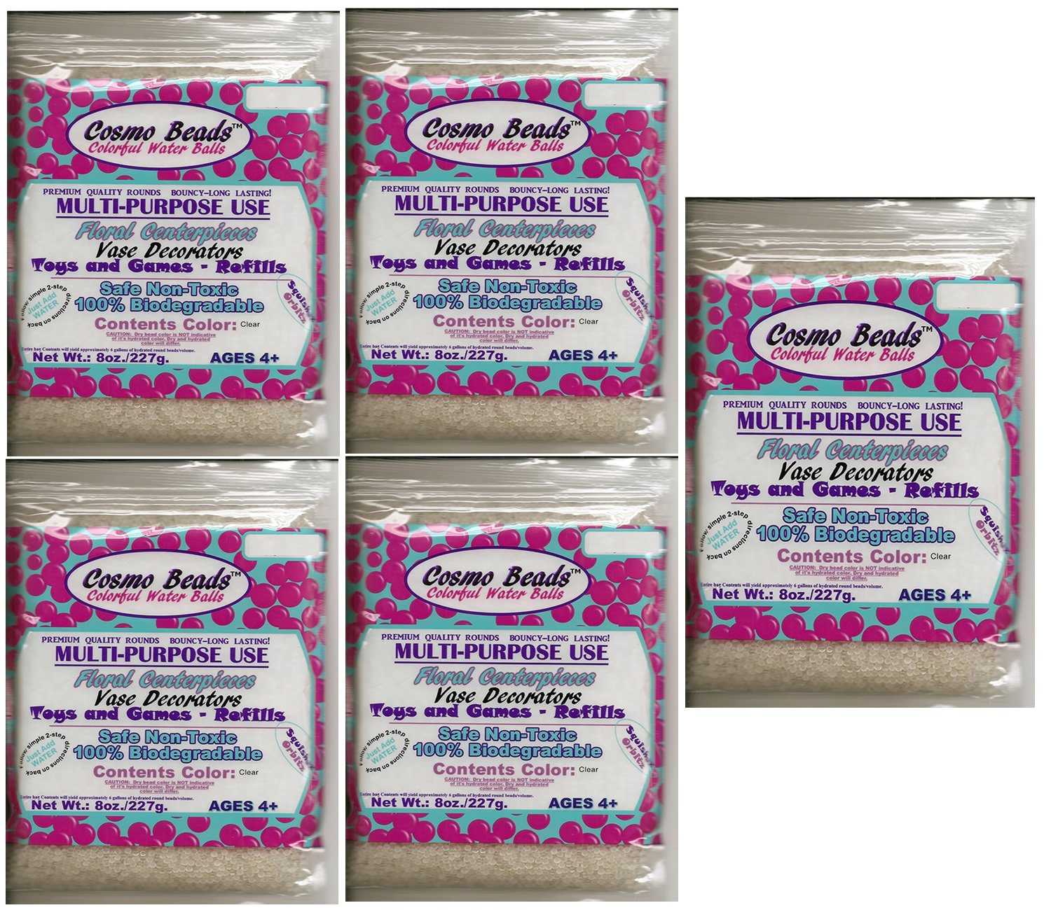 5 Pack Clear Water Pearls for Wedding Centerpieces - 8 oz Makes 6 Gallons of Elegant Vase Filler - Perfect for Wedding Decor, Floral Arrangements & Event Displays