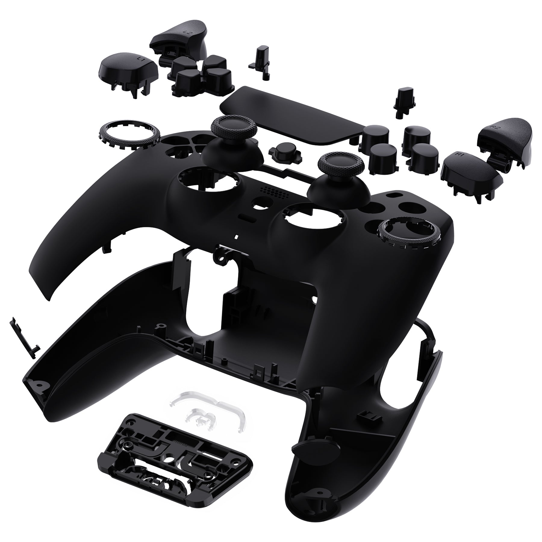 eXtremeRate LUNA Redesigned Replacement Full Set Shells with Buttons for PS5 Controller BDM-030/040/050 - Black | Custom Gaming Controller Shell for Enhanced Gameplay Experience