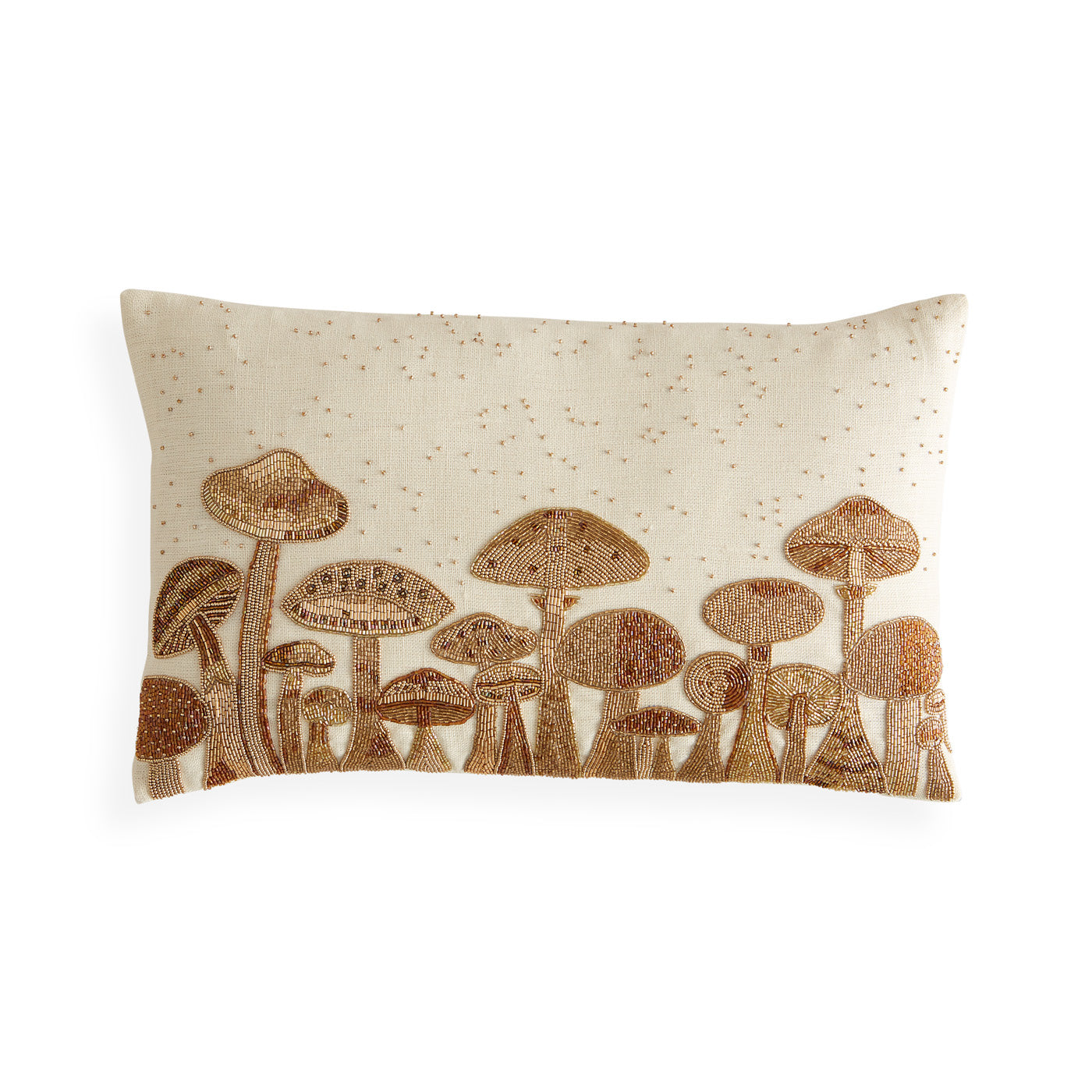 Handmade Mushroom Field Beaded Throw Pillow Cover - Bohemian Home Decor for Living Room, Bedroom & Nursery - Perfect for Cozy Reading Nook or Meditation Space