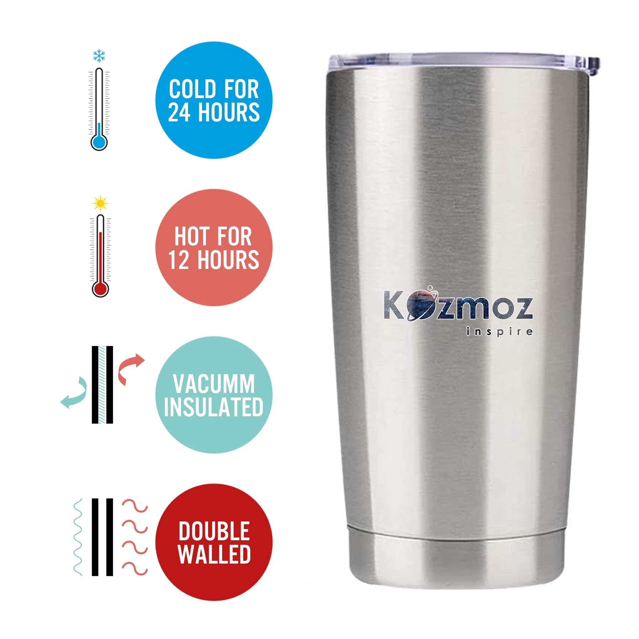 Kozmoz Inspire World's Best Boss 20Oz Stainless Steel Tumbler - Funny Coffee Mug Gift for Women, Men, Managers - Perfect for Office, Birthday, Retirement & Appreciation Gifts