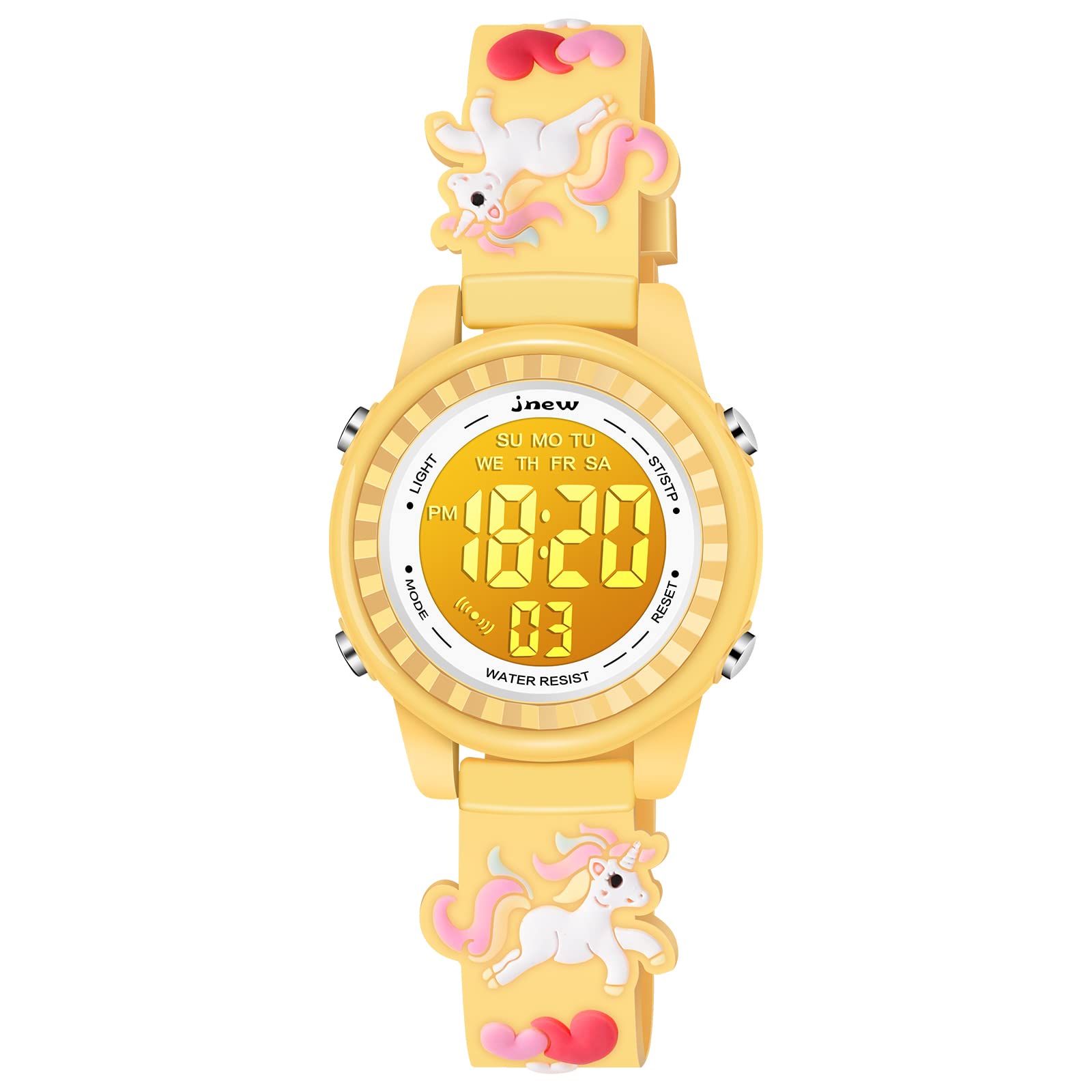 Venhoo Kids Digital Watch - 3D Cartoon Waterproof Wristwatch with 7 Color LED Lights, Alarm & Stopwatch for Girls Ages 3-10 | Perfect for School, Playtime & Outdoor Activities