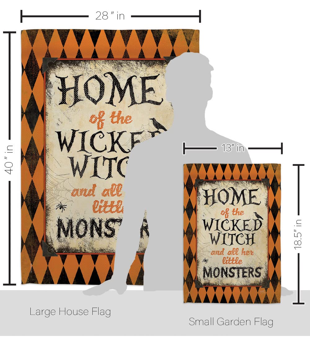 Breeze Decor FK112059-BO Halloween Vertical Flag Set - 1 House Flag & 1 Garden Flag with Hardware - Fall Home Decor for Porch, Yard, and Outdoor Halloween Party Decorations