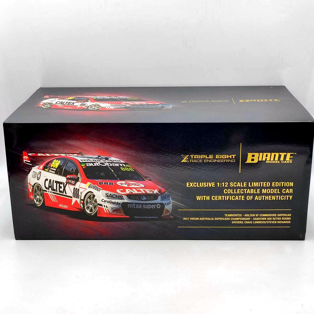 1:12 Scale Holden VF Commodore Team Vortex 2017 Sandown 500 Retro Round B12H17S Diecast Model Car - Collectible Resin Toy for Adults, Perfect Gift for Racing Fans & Car Enthusiasts - Ideal for Display, Racing Collections, and Nostalgic Home Decor