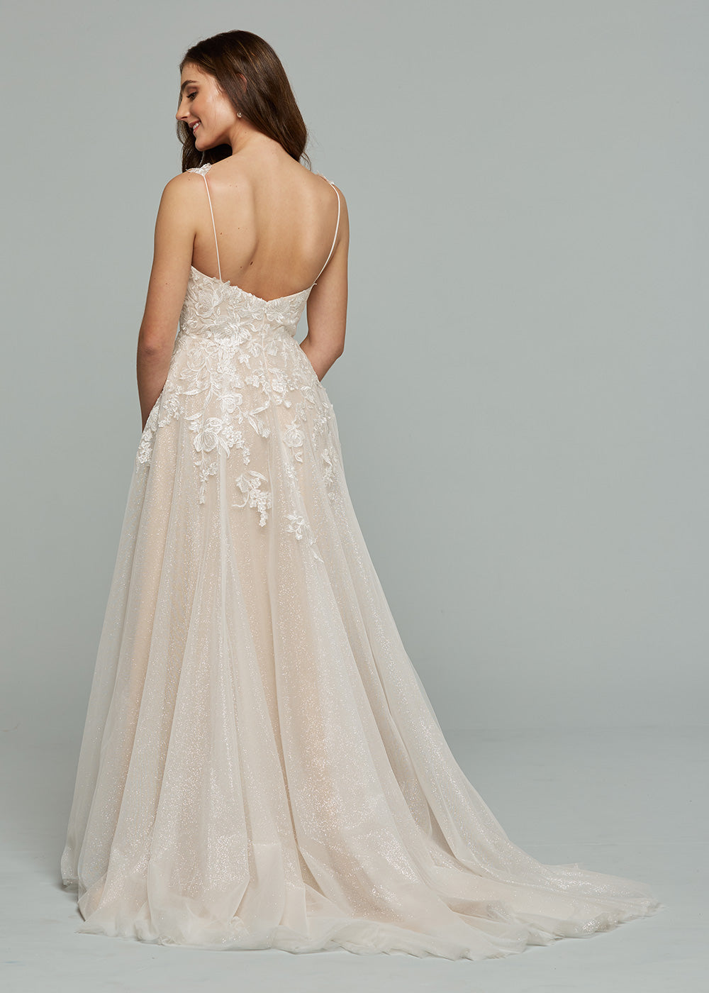 Elegant Esther G Lace & Glitter Tulle A-Line Wedding Gown with Sweetheart Neckline | Perfect for Bridal, Prom, and Formal Occasions