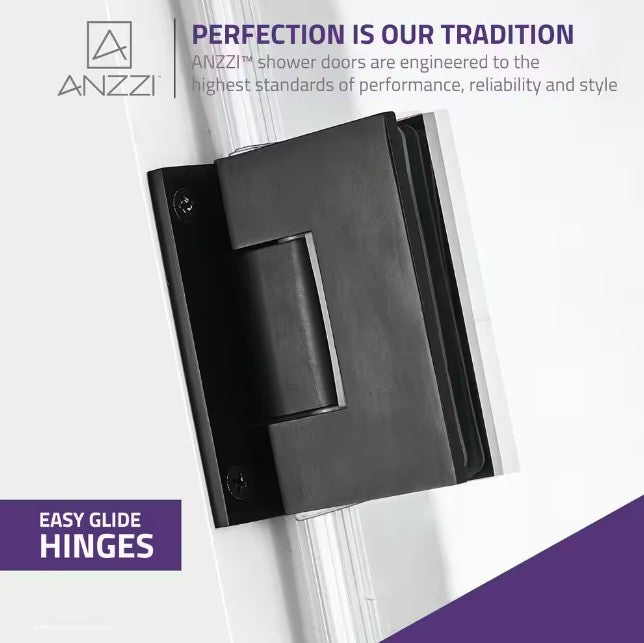 Anzzi SD AZ09 02MB Fellow Frameless Hinged Shower Door - 30