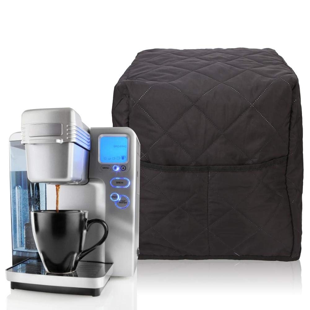 **Quilted Double-Layer Coffee Machine Cover - Washable Cotton Dust Protector for Coffee Makers & Stand Mixers - Black Kitchen Appliance Cover for Home & Cafe Use**