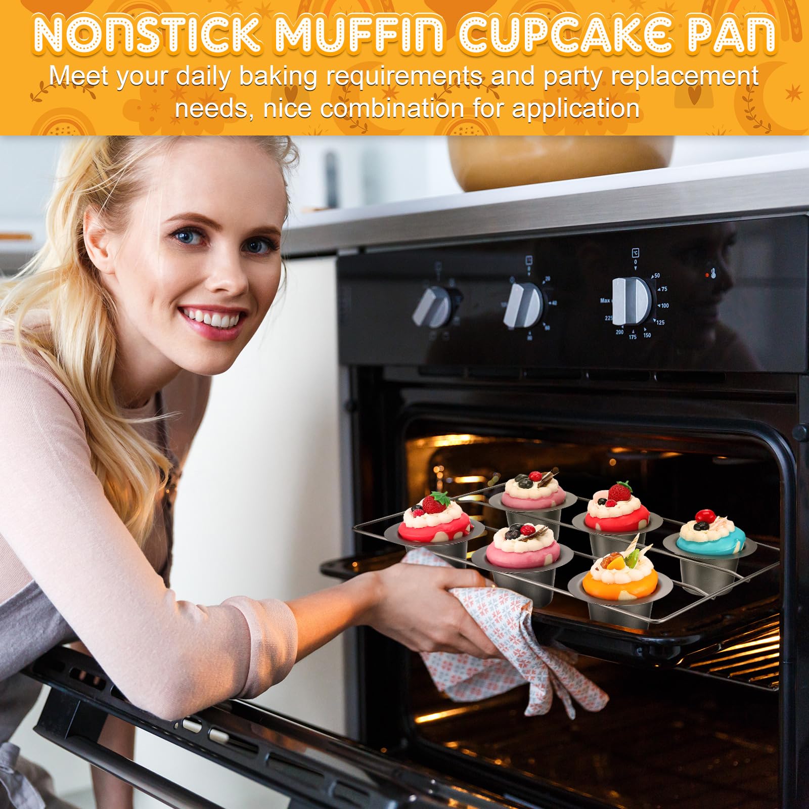 Shellwei 2-Piece Nonstick Popover Pan Set - 12 Cup Muffin Pan for Baking Cupcakes, Quiches, Frittatas & Puddings | Heavy Duty Bakeware for Oven | Perfect for Holiday Baking, Breakfast Pastries & Party Desserts (Gray)